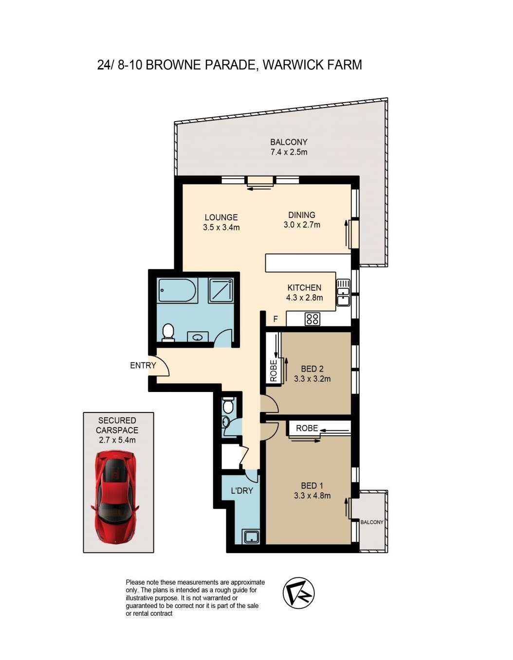 Floorplan of Homely unit listing, 24/8-10 Browne Parade, Warwick Farm NSW 2170