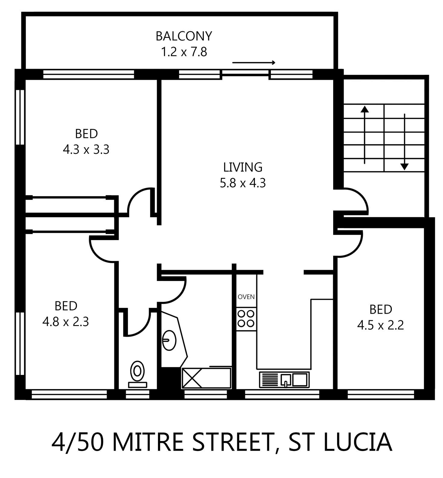 Floorplan of Homely unit listing, 4/50 Mitre Street, St Lucia QLD 4067