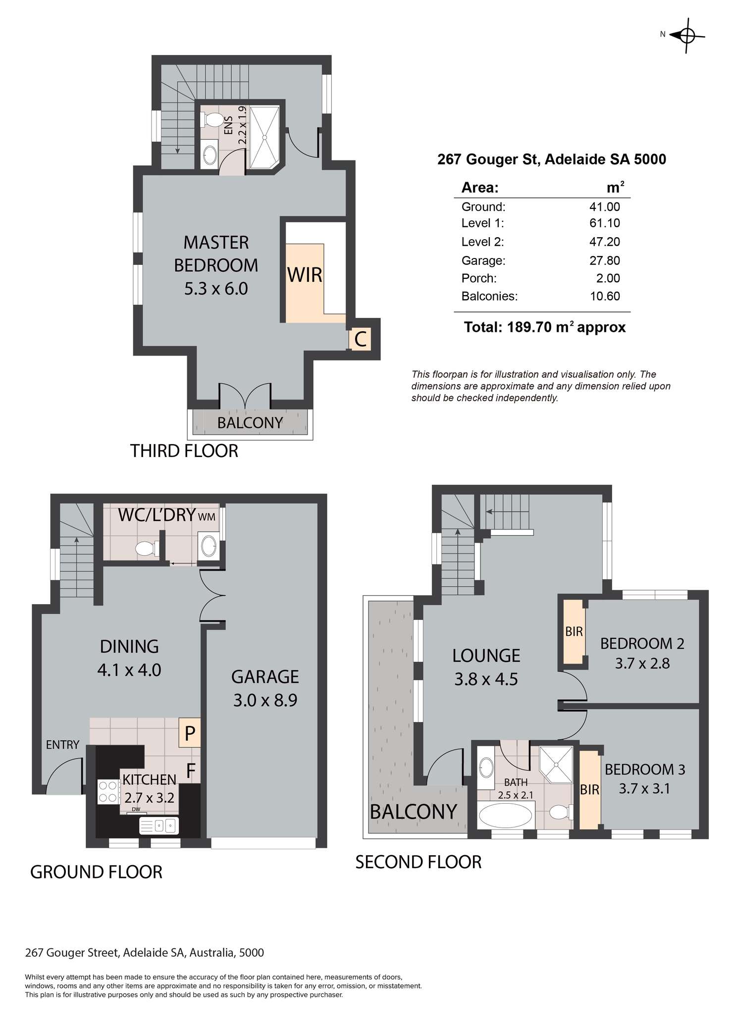 Floorplan of Homely townhouse listing, 267 Gouger Street, Adelaide SA 5000