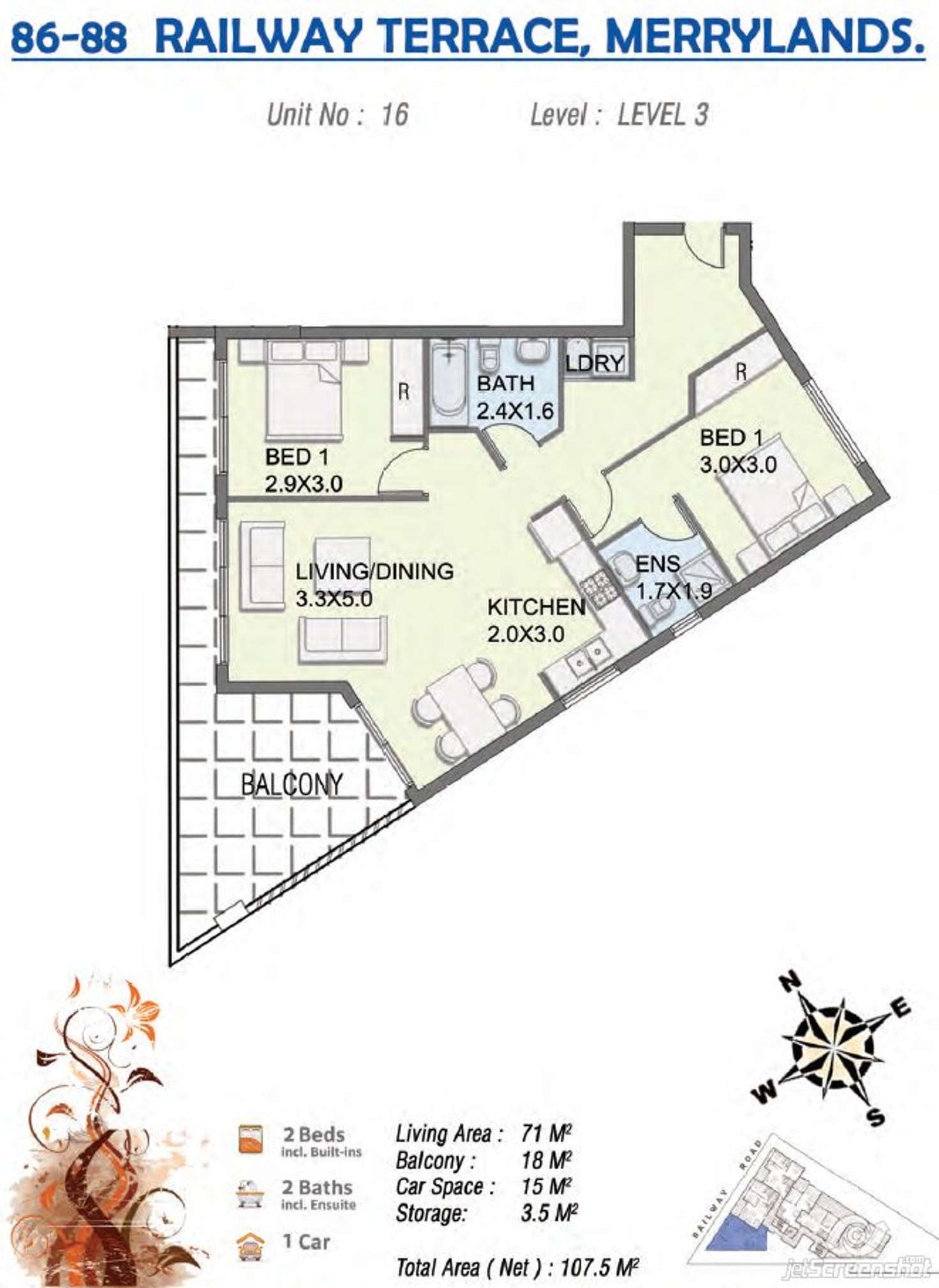 Floorplan of Homely apartment listing, 15/86-88 railway terrace, Merrylands NSW 2160