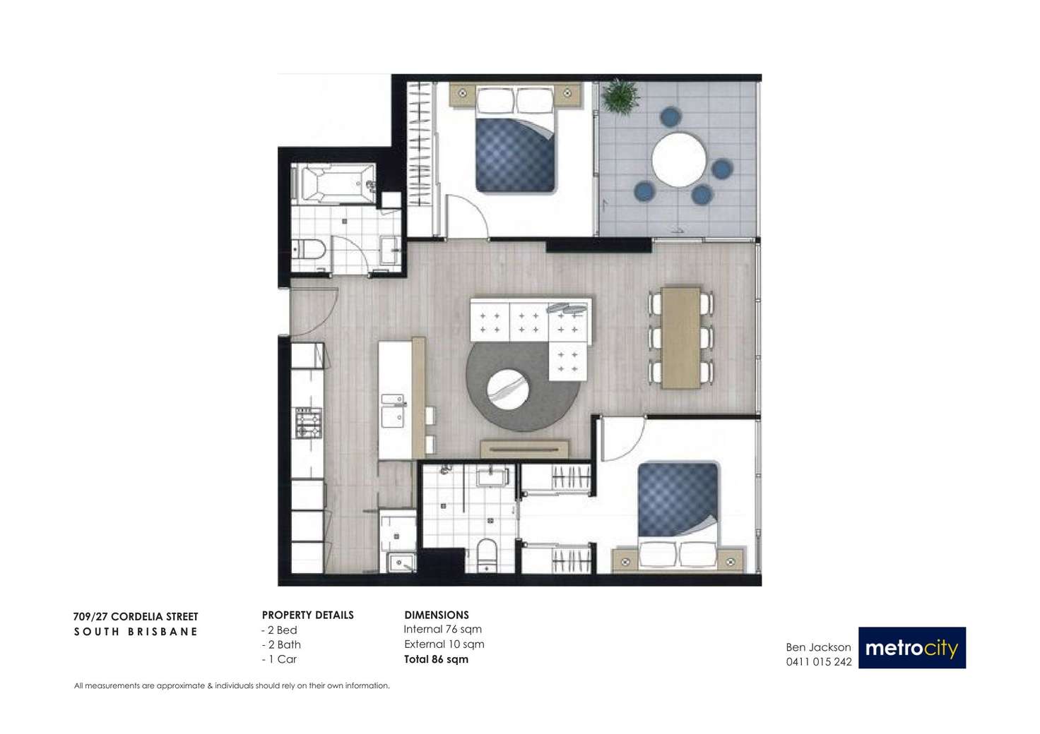 Floorplan of Homely apartment listing, 709/27 Cordelia Street, South Brisbane QLD 4101