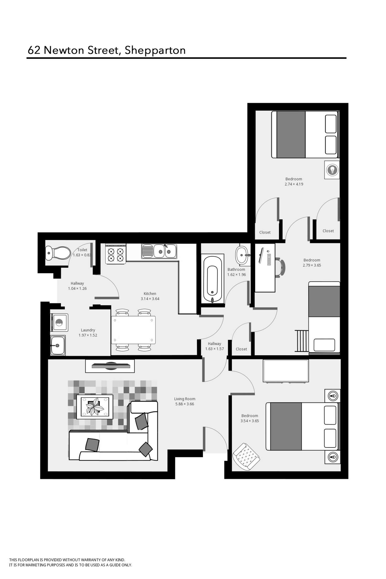 Floorplan of Homely house listing, 62 NEWTON STREET, Shepparton VIC 3630