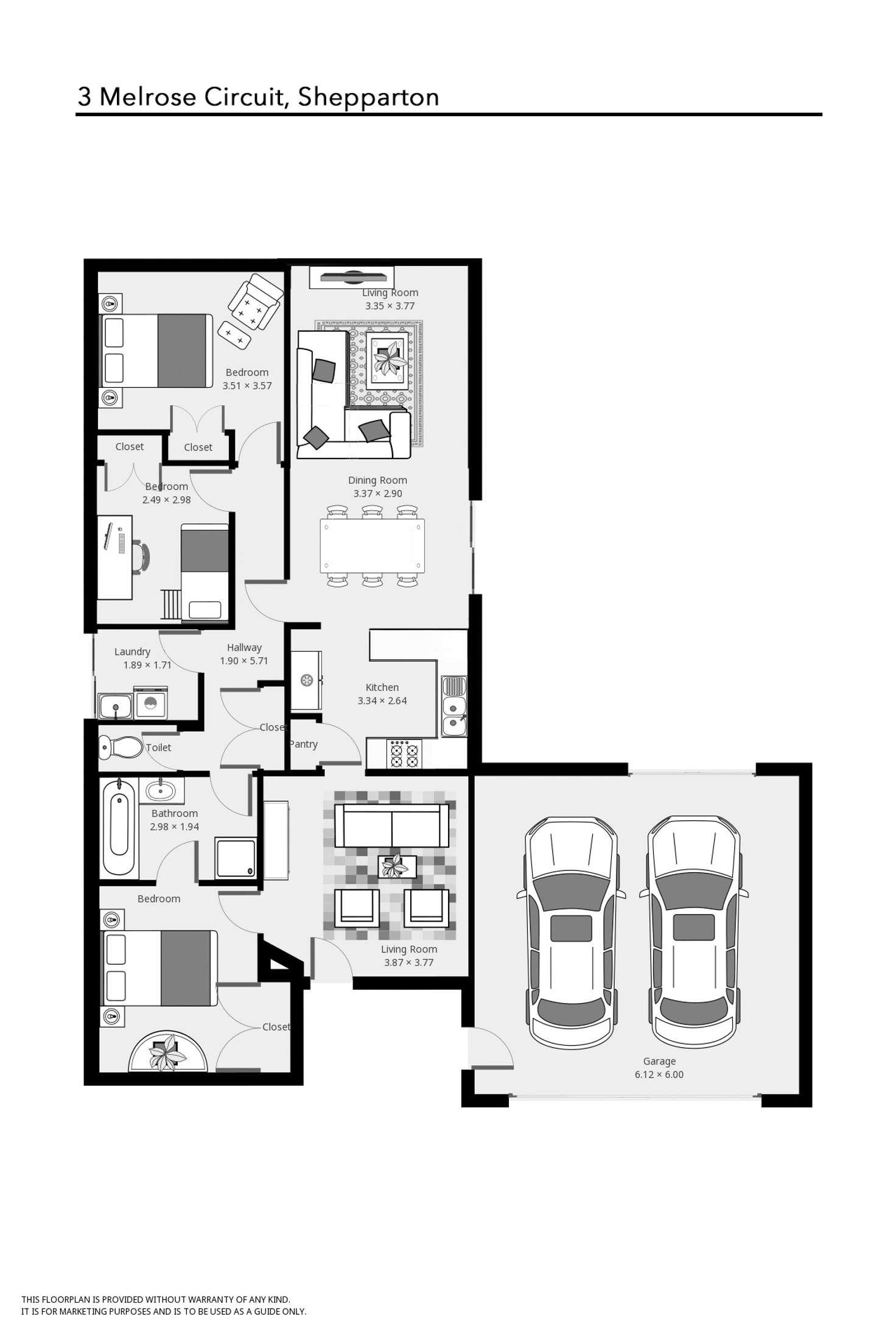 Floorplan of Homely house listing, 3 MELROSE CIRCUIT, Shepparton VIC 3630