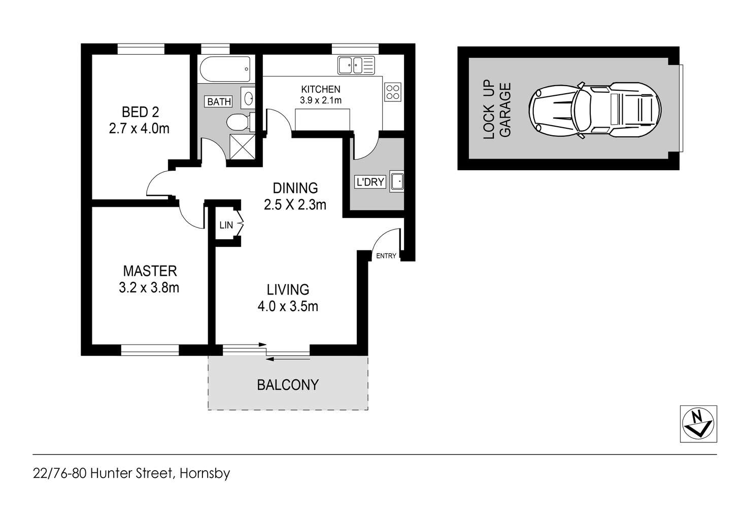 Floorplan of Homely apartment listing, 22/76-80 Hunter Street, Hornsby NSW 2077