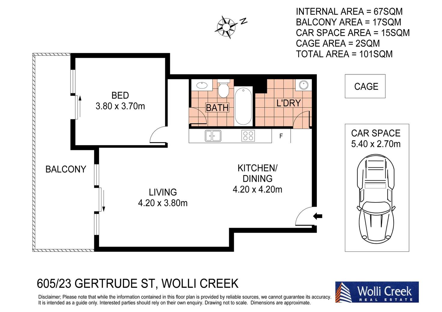 Floorplan of Homely apartment listing, 605/23 Gertrude Street, Wolli Creek NSW 2205
