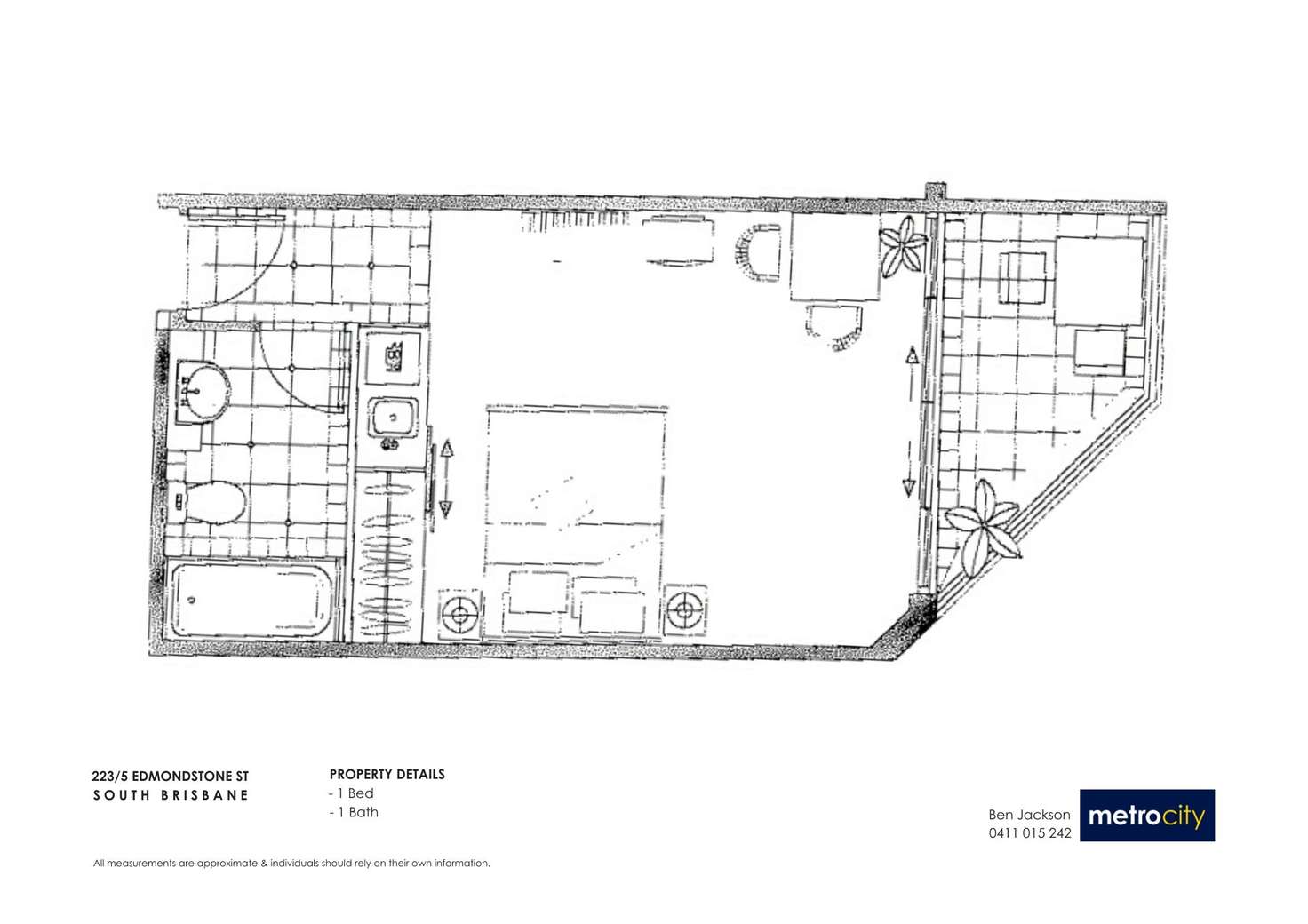 Floorplan of Homely apartment listing, 223/5 Edmondstone Street, South Brisbane QLD 4101