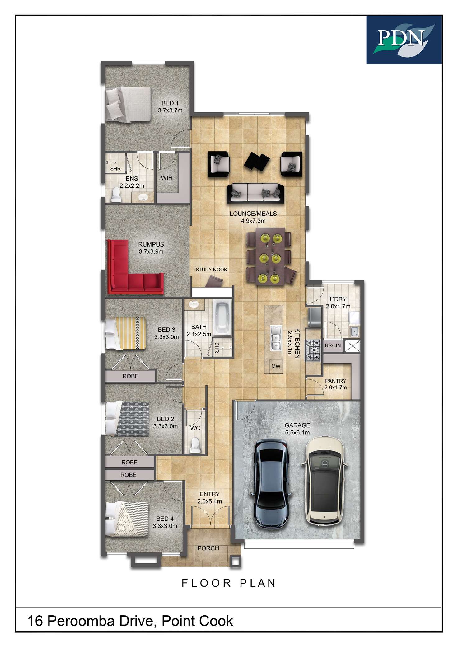 Floorplan of Homely house listing, 16 Peroomba Drive, Point Cook VIC 3030