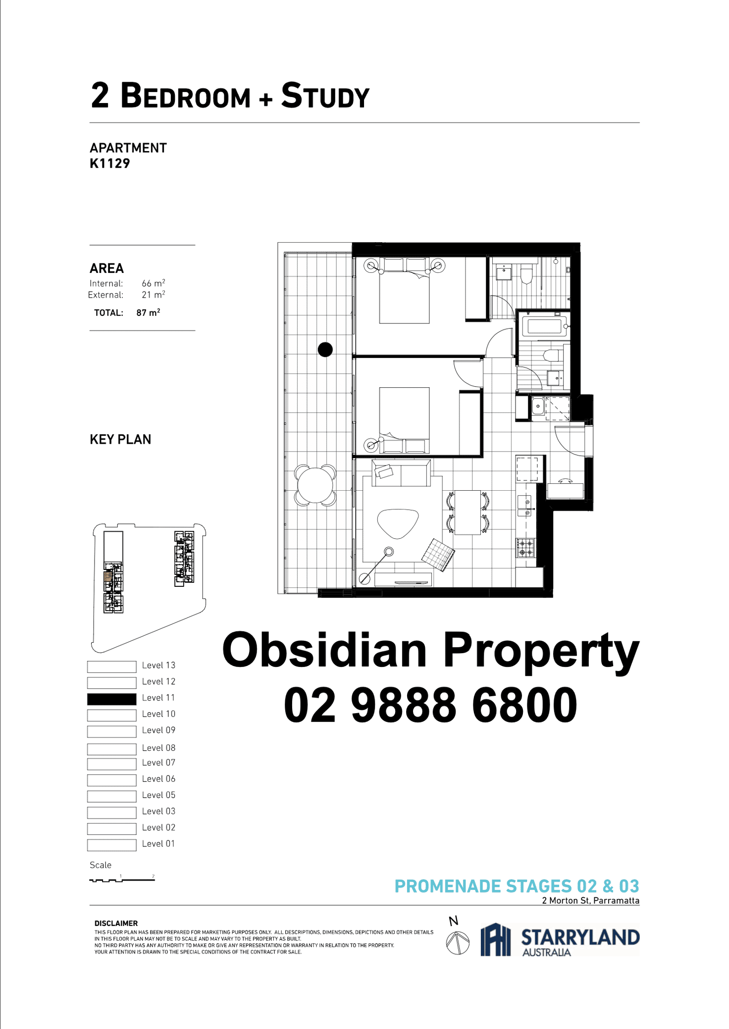 Floorplan of Homely apartment listing, K1129/2 Morton Street, Parramatta NSW 2150