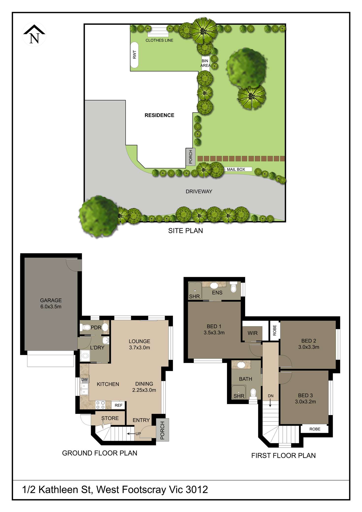 Floorplan of Homely townhouse listing, 1/2 Kathleen Street, West Footscray VIC 3012