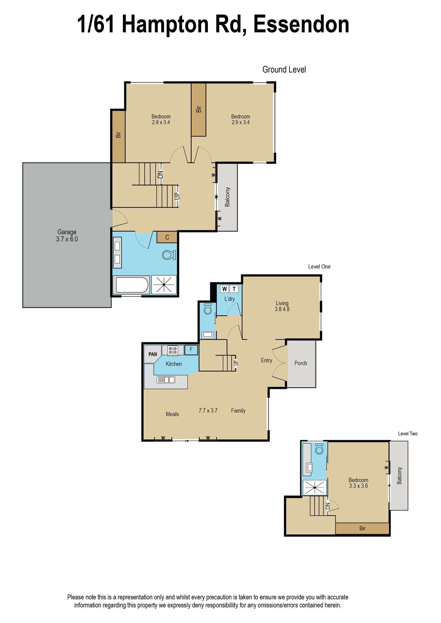 Floorplan of Homely townhouse listing, 1/61 Hampton Road, Essendon West VIC 3040