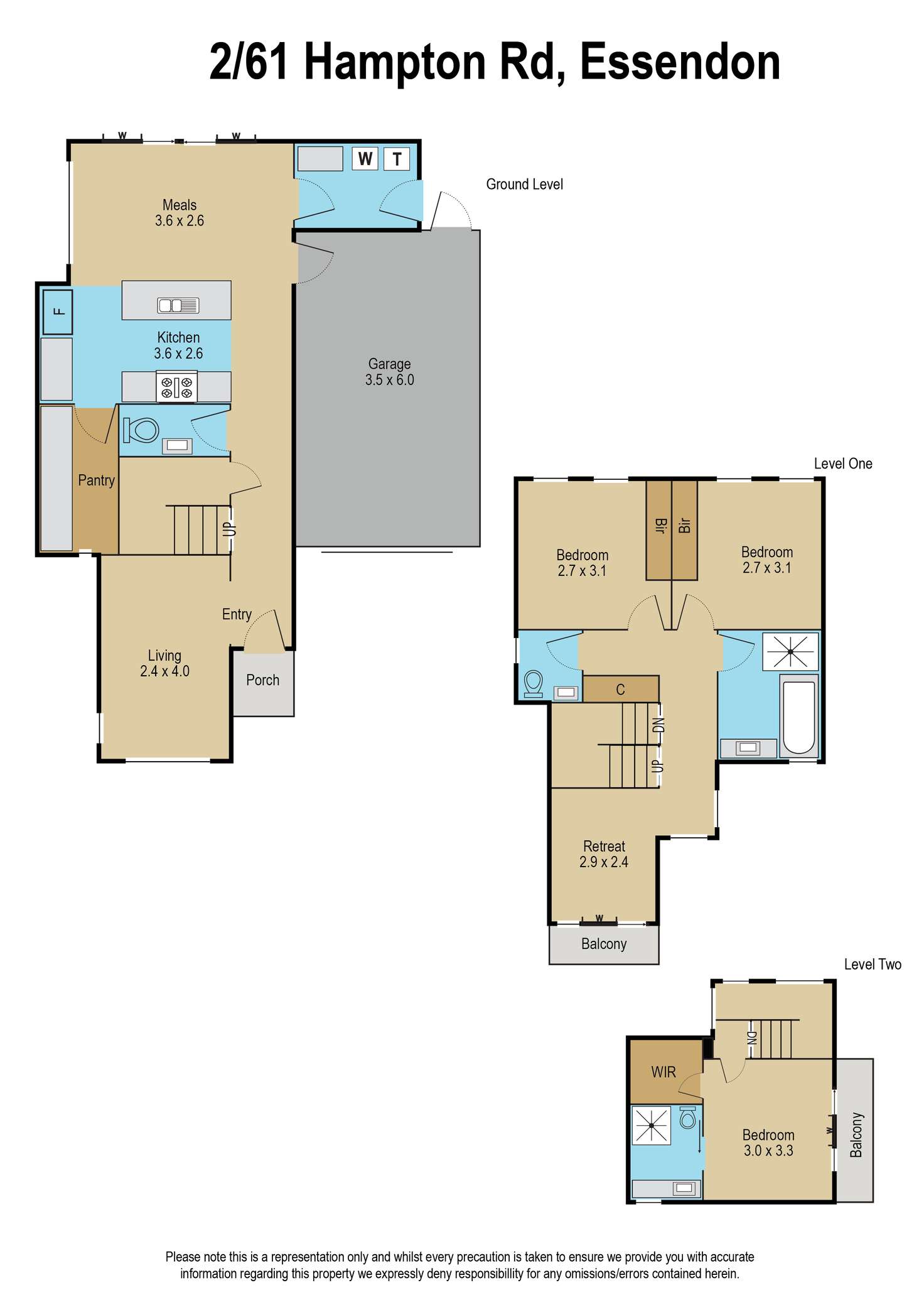 Floorplan of Homely townhouse listing, 2/61 Hampton Road, Essendon West VIC 3040