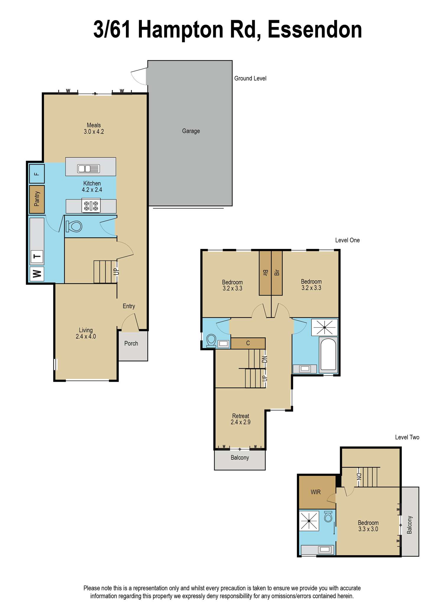Floorplan of Homely townhouse listing, 3/61 Hampton Road, Essendon West VIC 3040