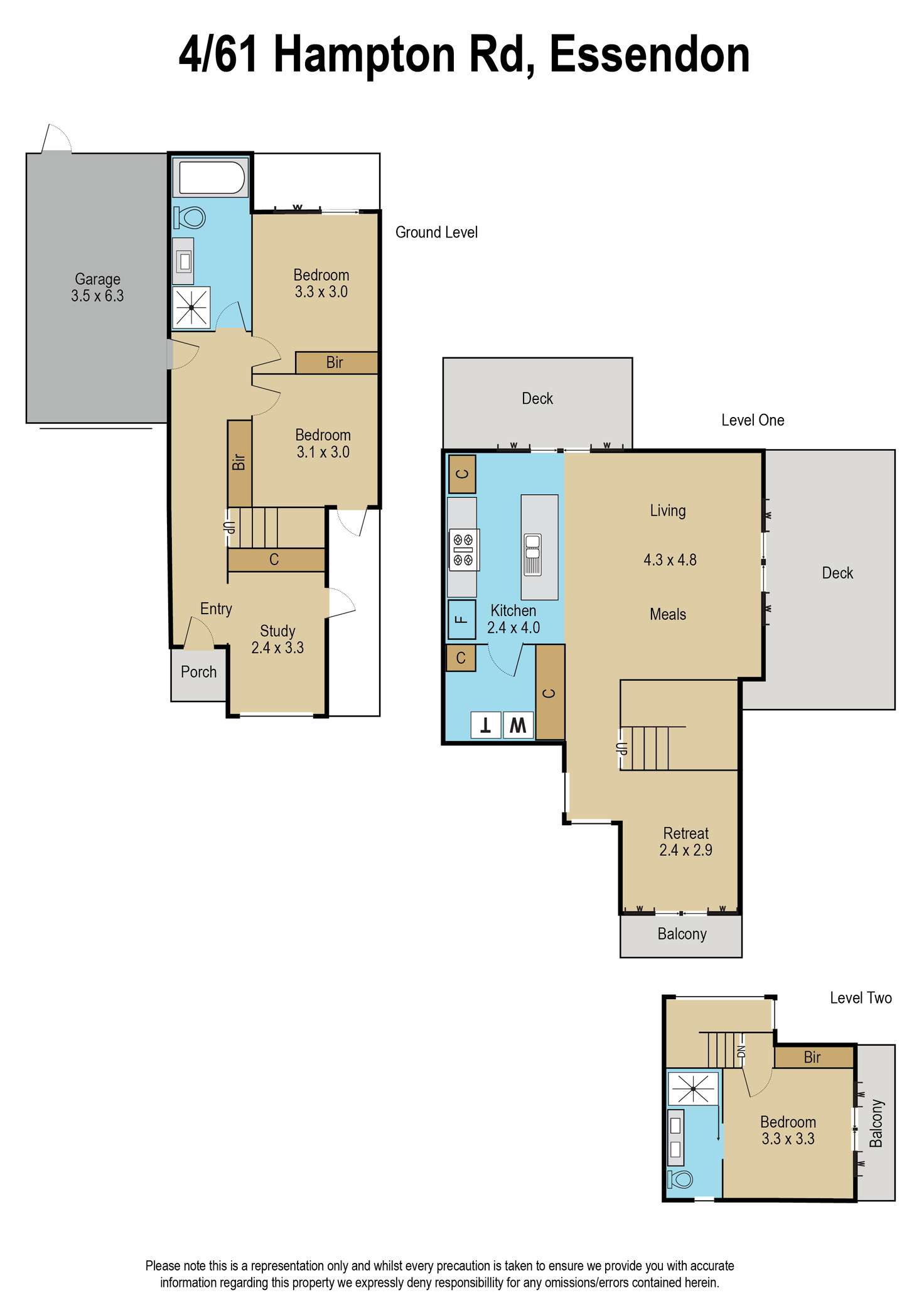 Floorplan of Homely townhouse listing, 4/61 Hampton Road, Essendon West VIC 3040