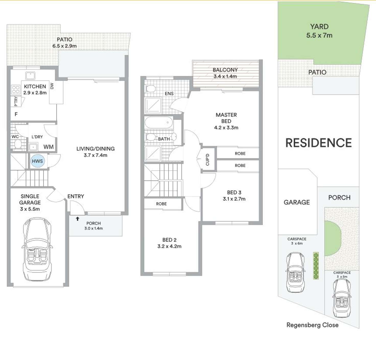 Floorplan of Homely townhouse listing, 21 Regensberg close, Varsity Lakes QLD 4227