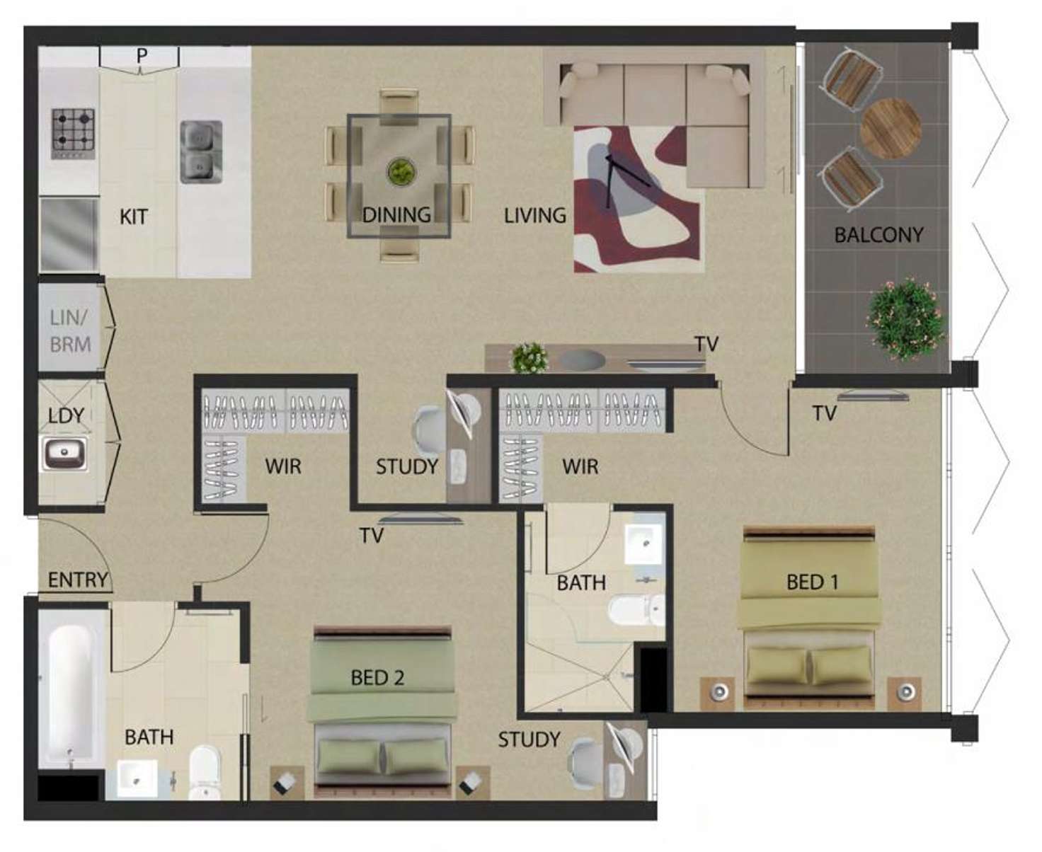 Floorplan of Homely apartment listing, 203/31 Longland Street, Newstead QLD 4006