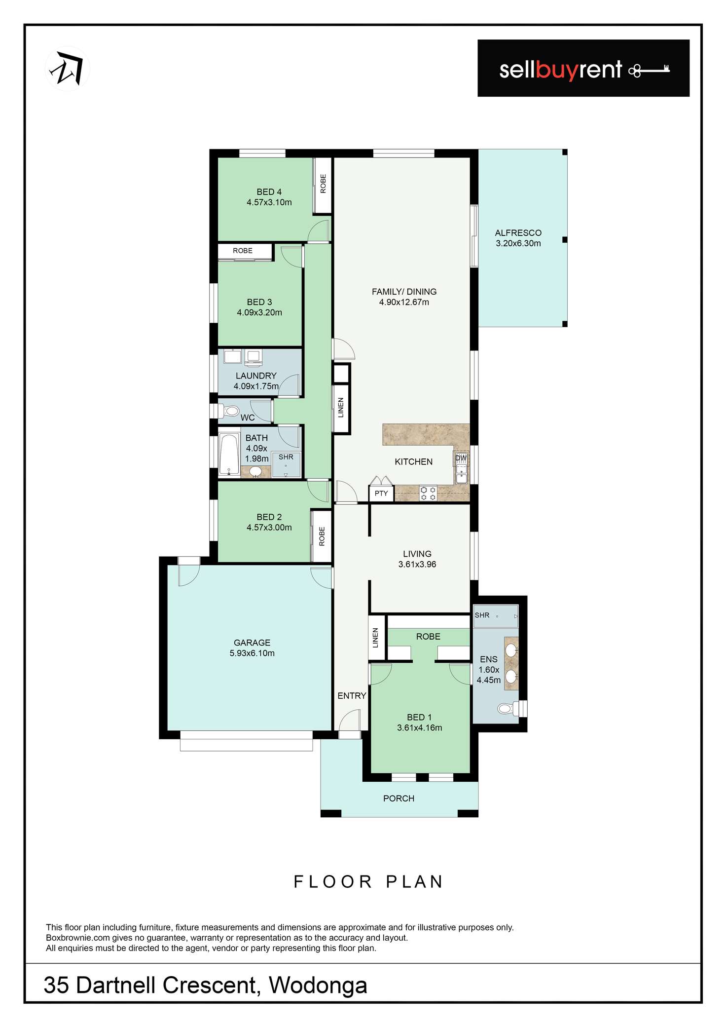 Floorplan of Homely house listing, 35 DARTNELL CRESCENT, Wodonga VIC 3690