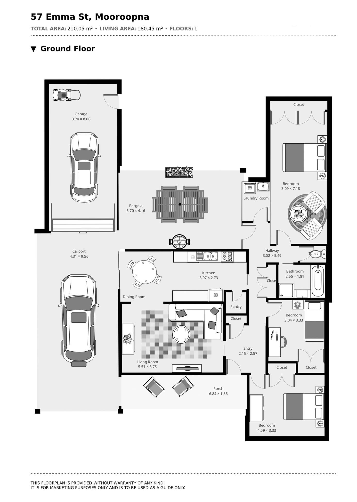 Floorplan of Homely house listing, 57 EMMA STREET, Mooroopna VIC 3629