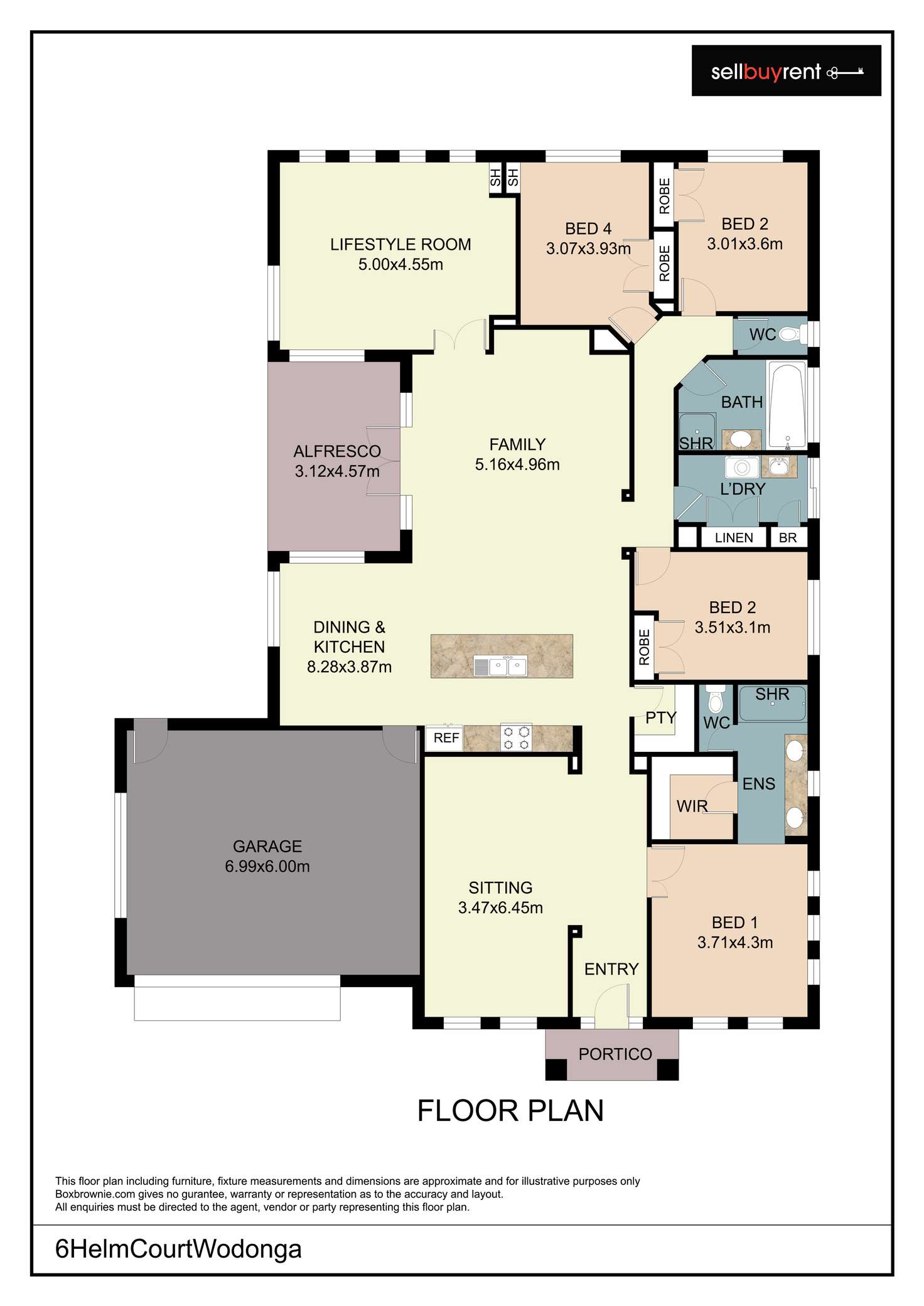 Floorplan of Homely house listing, 6 HELM COURT, Wodonga VIC 3690