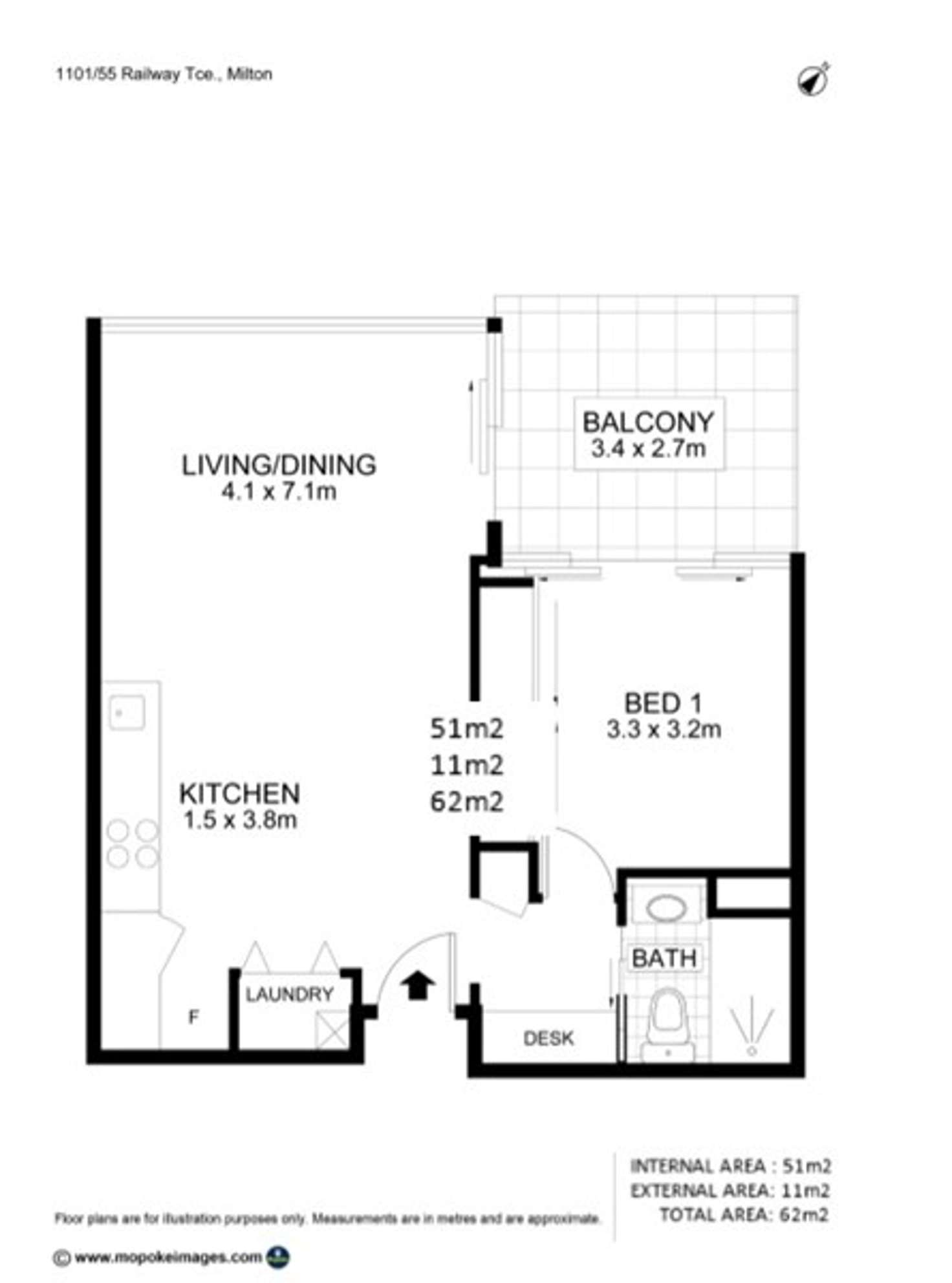 Floorplan of Homely apartment listing, 1112/55 Railway Terrace, Milton QLD 4064