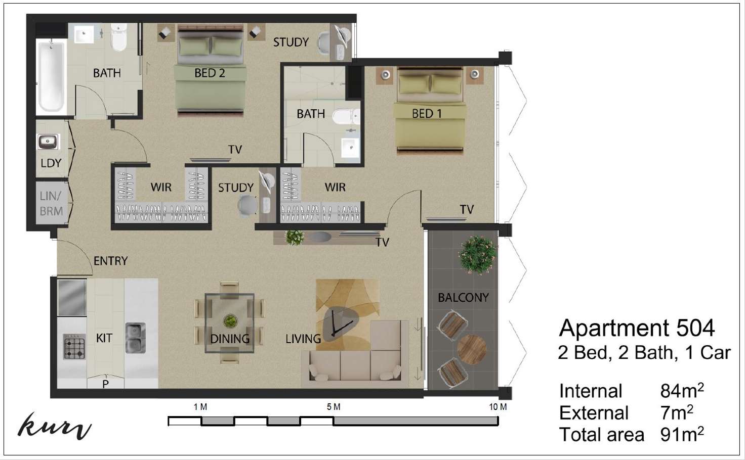 Floorplan of Homely apartment listing, 504/31 Longland Street, Newstead QLD 4006
