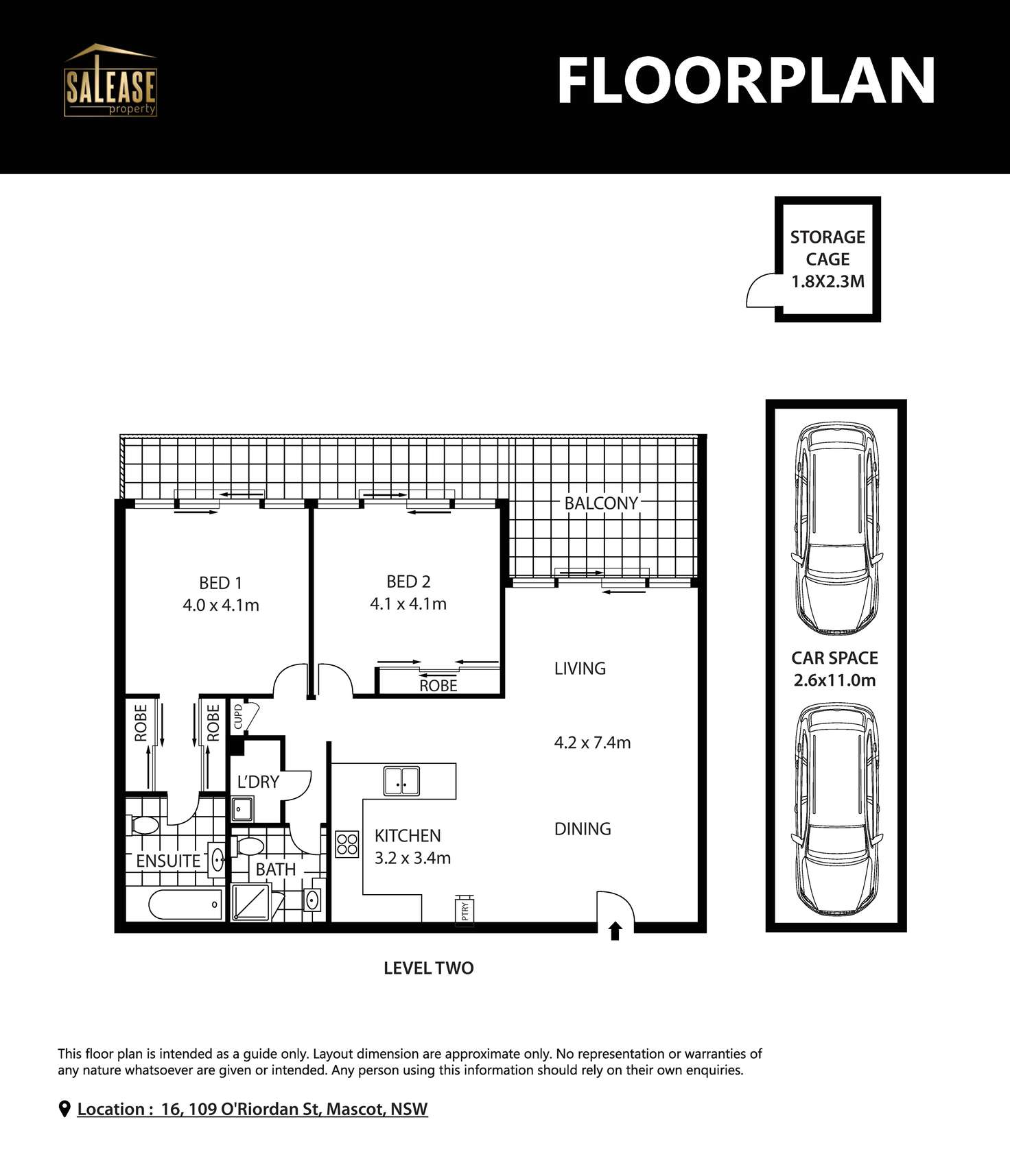 Floorplan of Homely apartment listing, 16/109-123 O'Riordan Street, Mascot NSW 2020