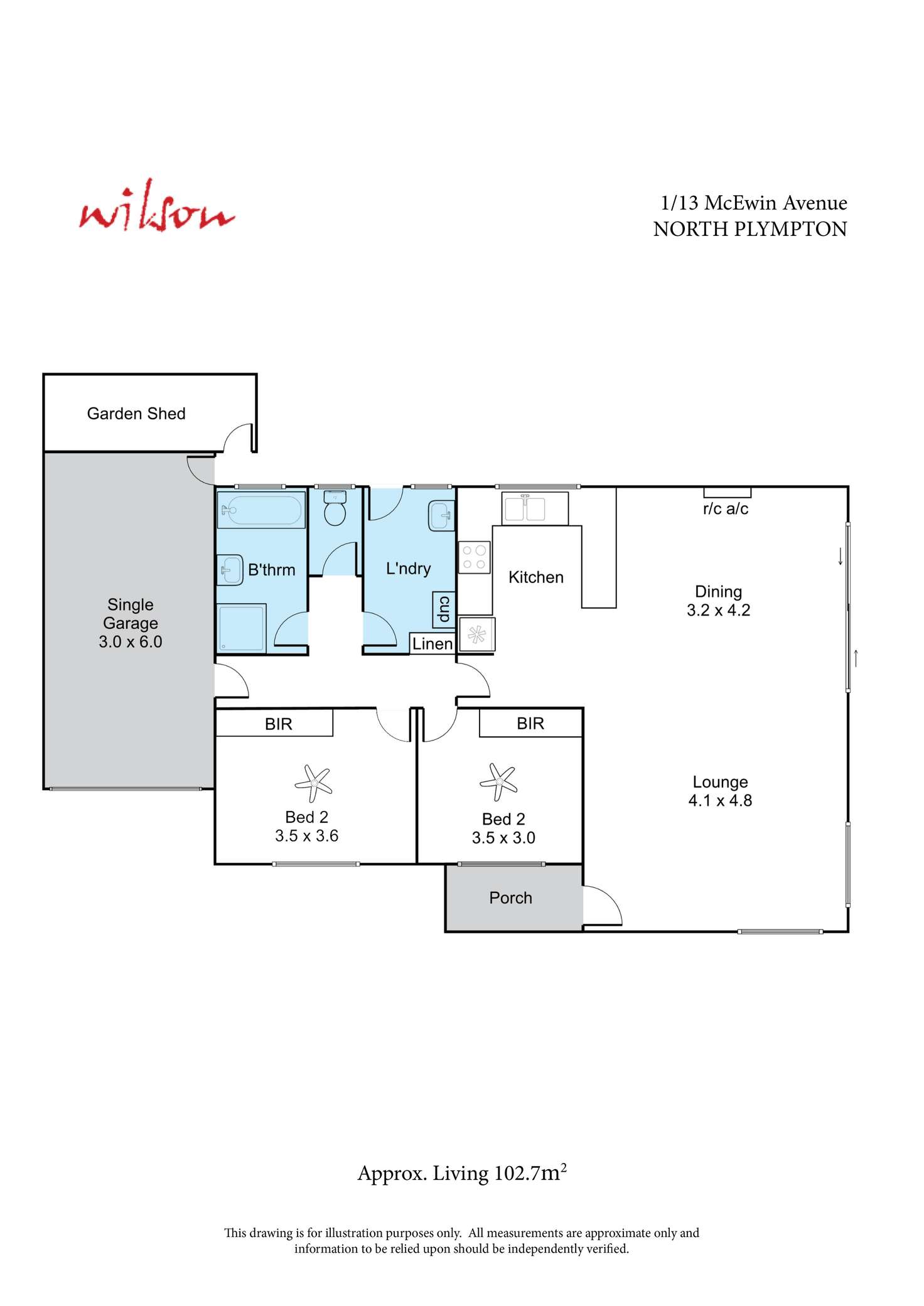 Floorplan of Homely unit listing, 1/13 McEwin Avenue, North Plympton SA 5037