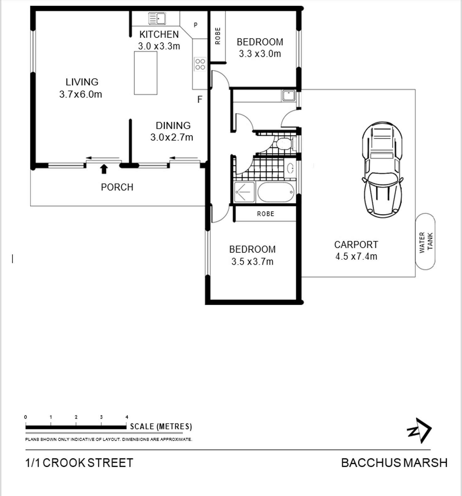 Floorplan of Homely unit listing, 1/1 Crook Street, Bacchus Marsh VIC 3340