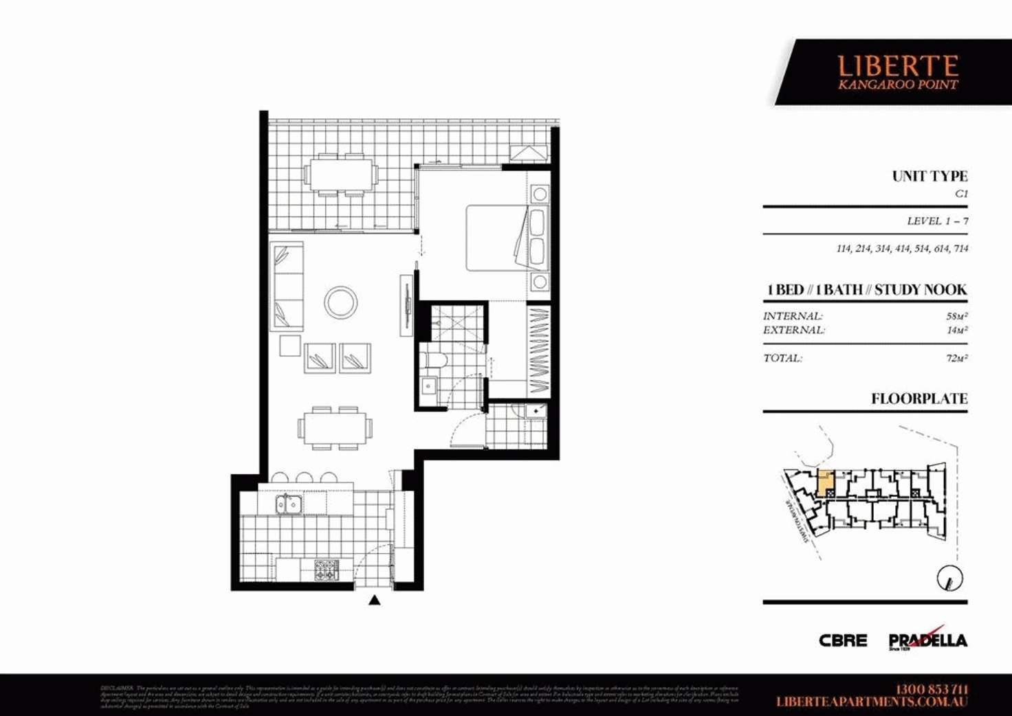 Floorplan of Homely apartment listing, 214/50 Connor Street, Kangaroo Point QLD 4169