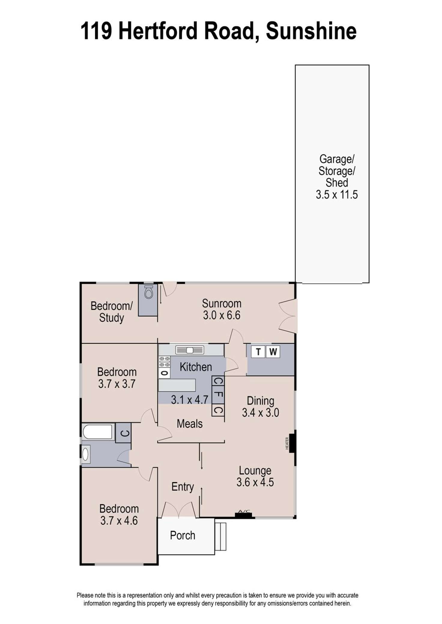 Floorplan of Homely house listing, 119 Hertford Road, Sunshine VIC 3020