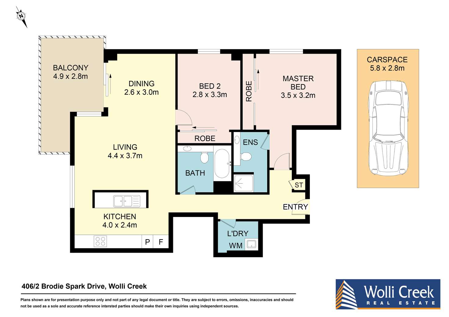 Floorplan of Homely apartment listing, 406/2 Brodie Spark Drive, Wolli Creek NSW 2205