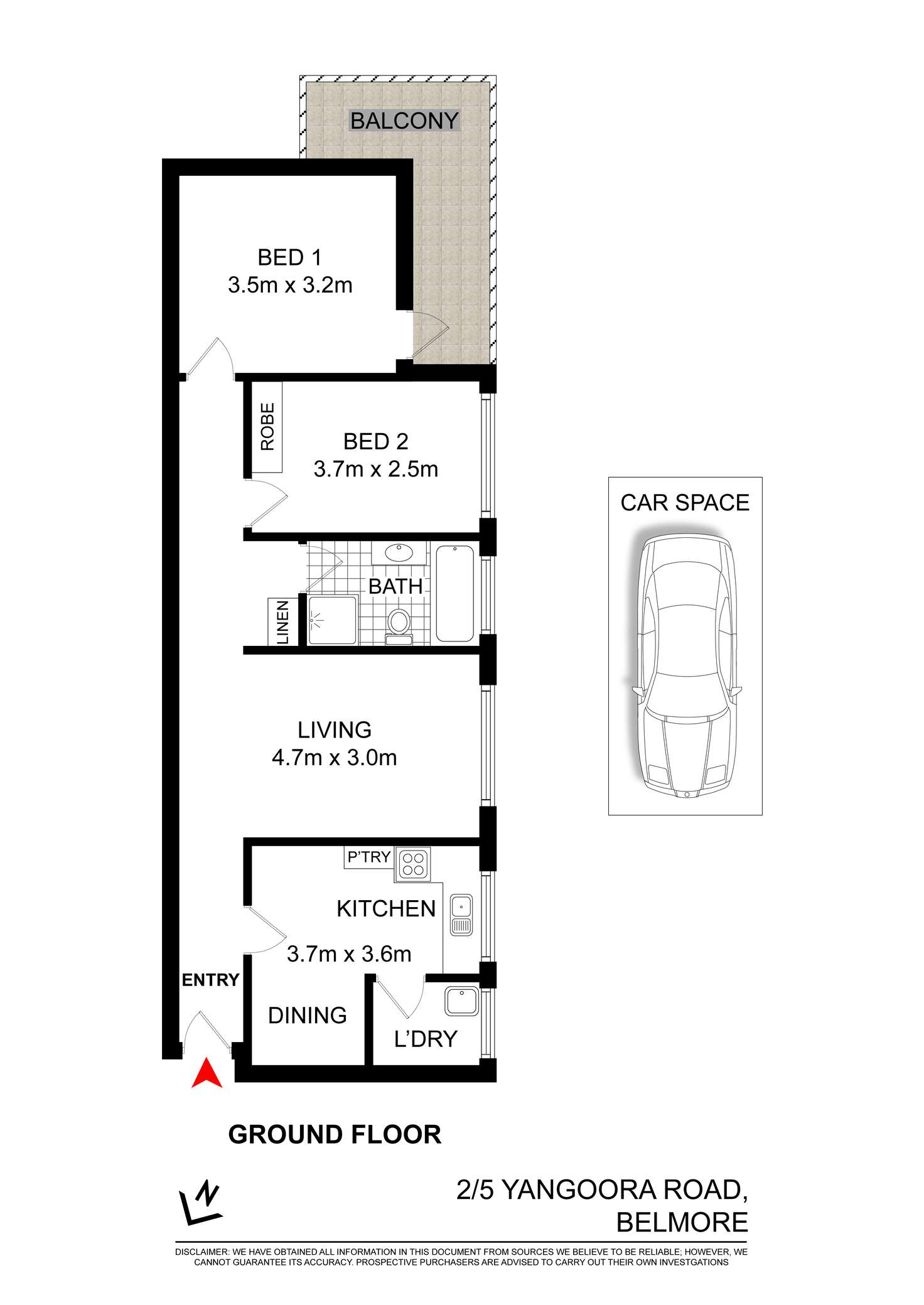 Floorplan of Homely unit listing, 2/5 Yangoora Road, Belmore NSW 2192