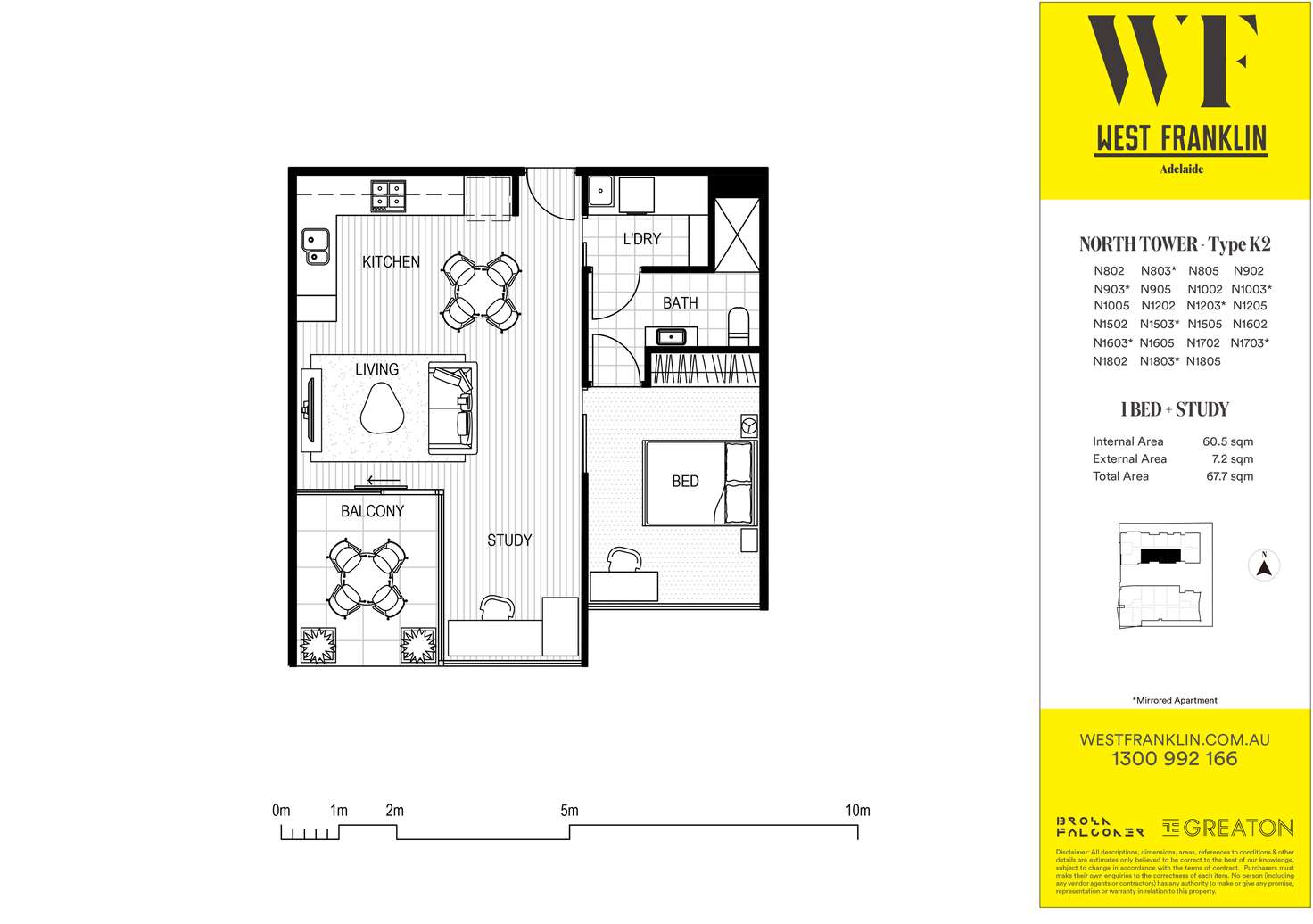 Floorplan of Homely apartment listing, N905/68 Elizabeth Street, Adelaide SA 5000