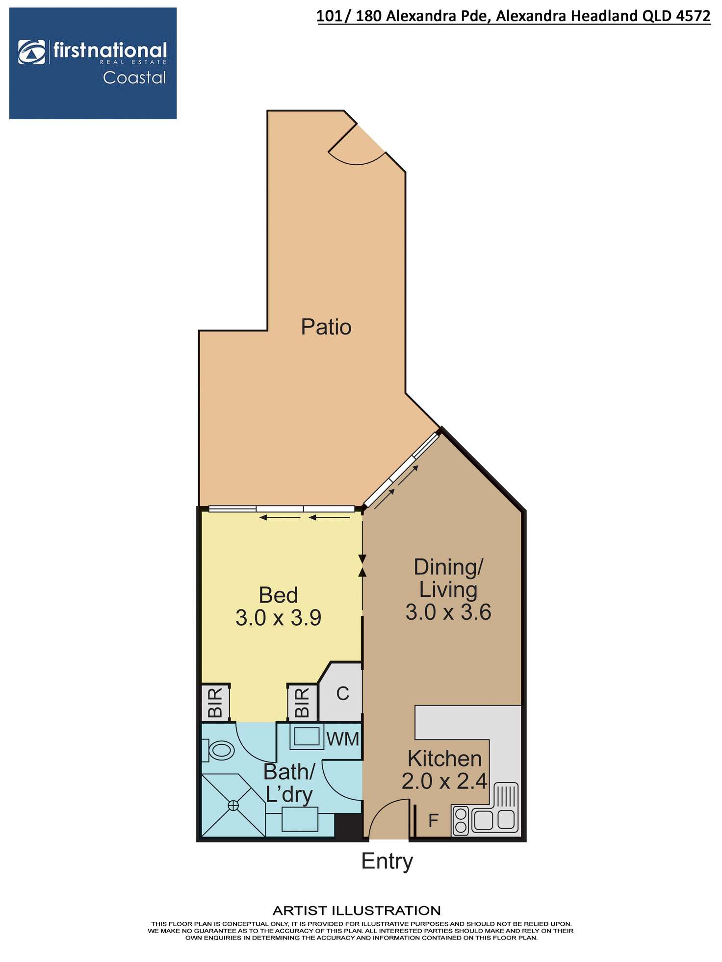 Floorplan of Homely unit listing, 101/180 Alexandra Parade, Alexandra Headland QLD 4572