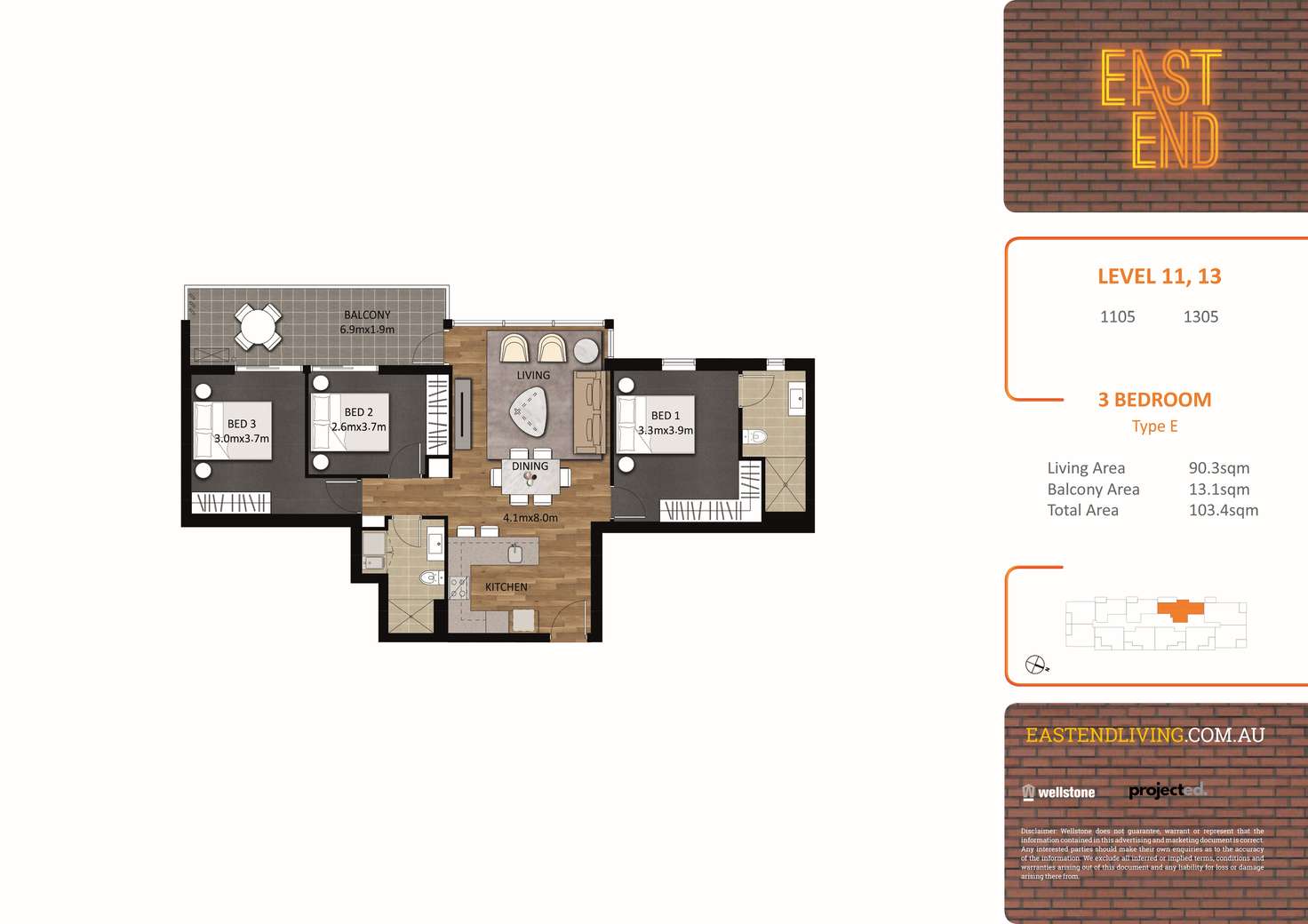 Floorplan of Homely apartment listing, 1305/297 Pirie Street, Adelaide SA 5000