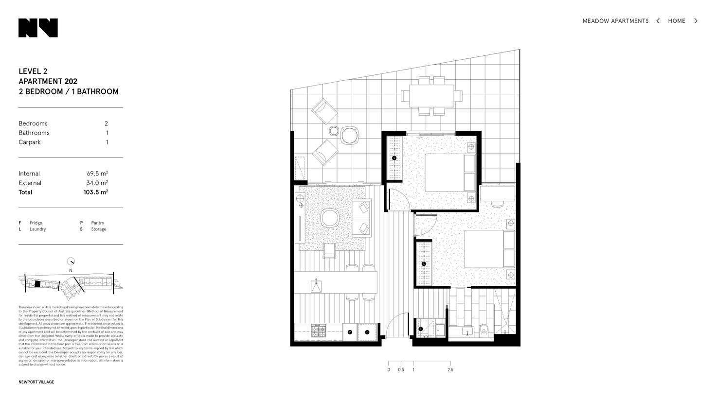 Floorplan of Homely apartment listing, 2F/38 Blackshaws Road, South Kingsville VIC 3015