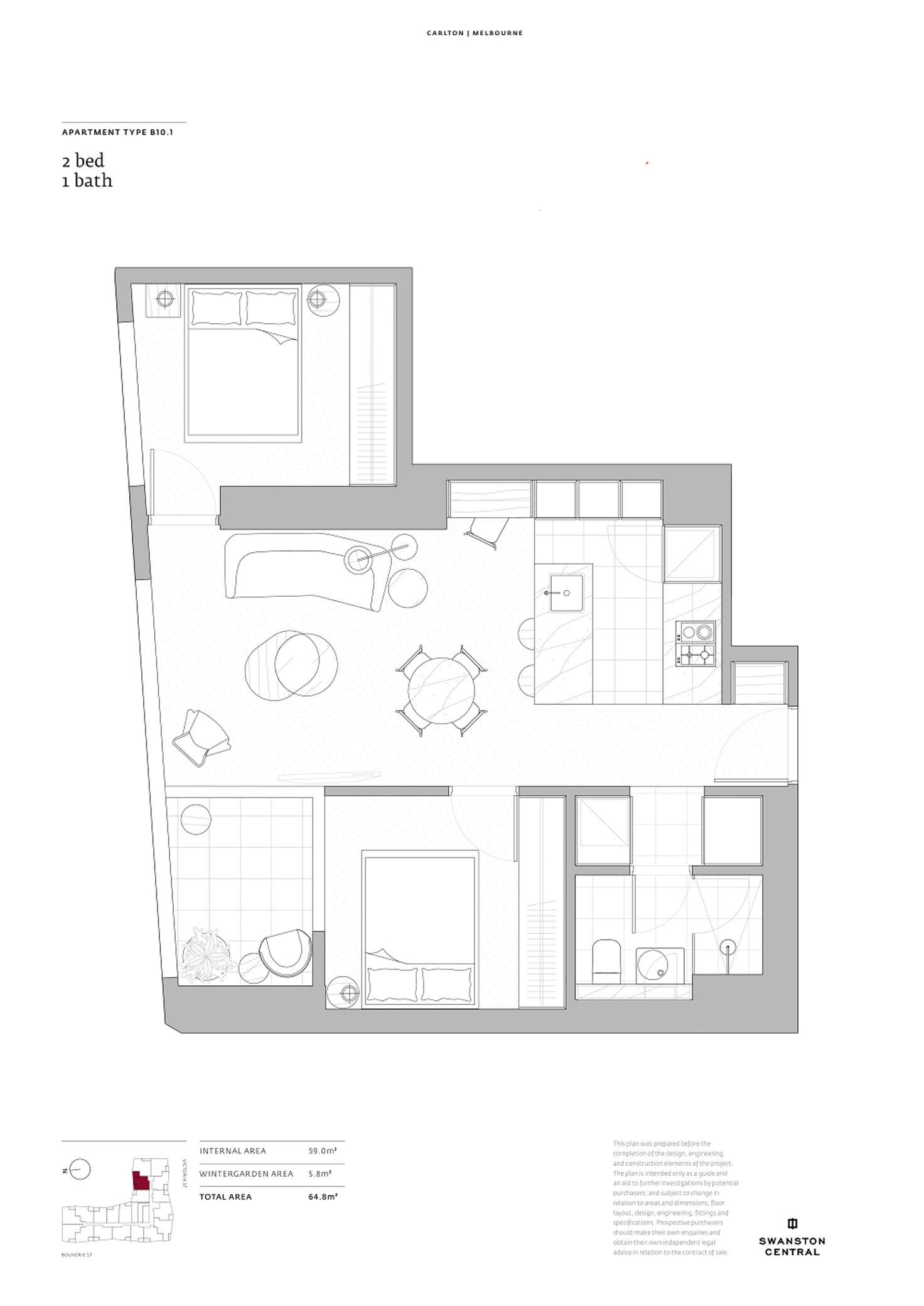 Floorplan of Homely apartment listing, Swanston Central at Victoria Street, Carlton VIC 3053
