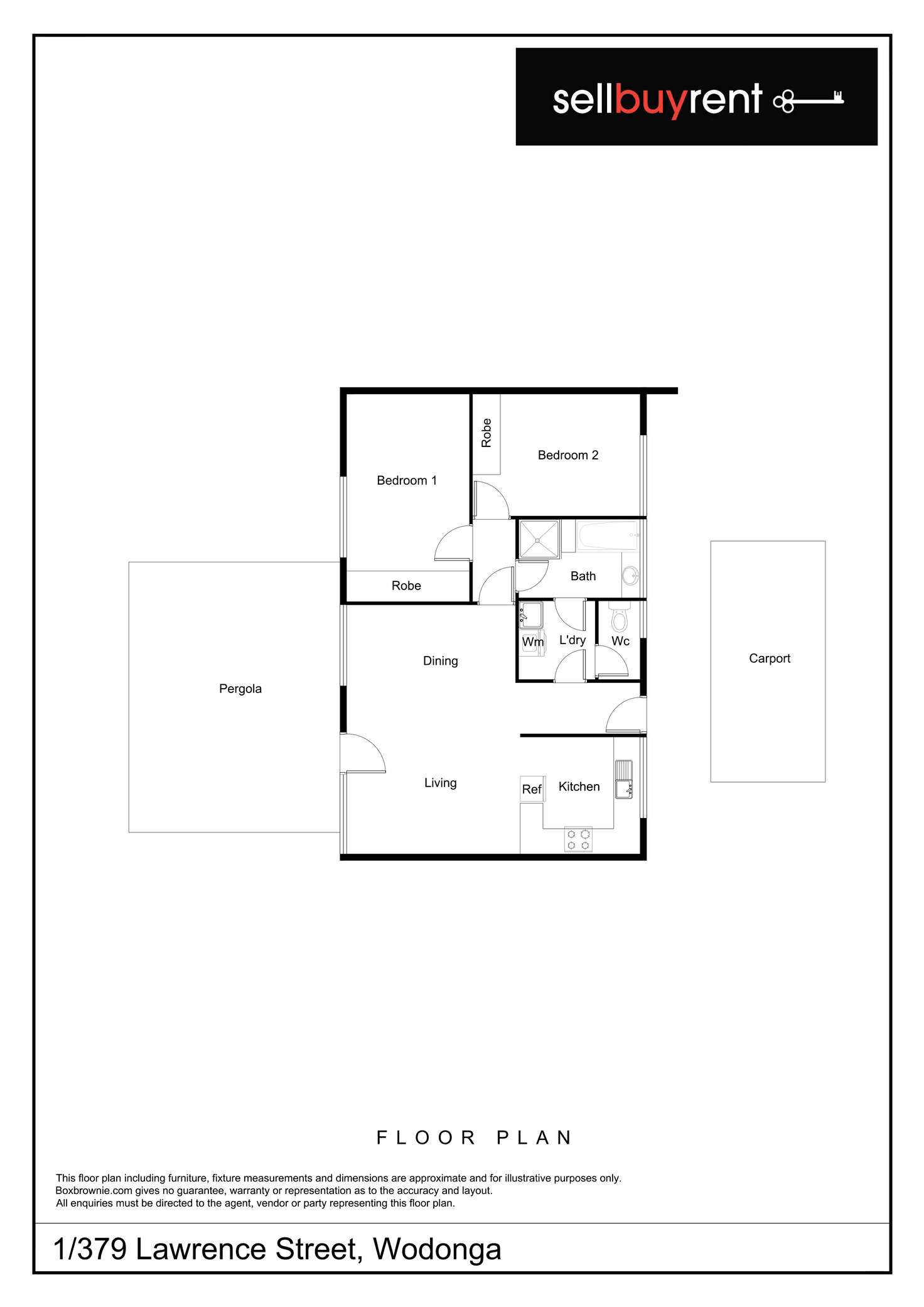 Floorplan of Homely unit listing, 1/379 LAWRENCE STREET, Wodonga VIC 3690