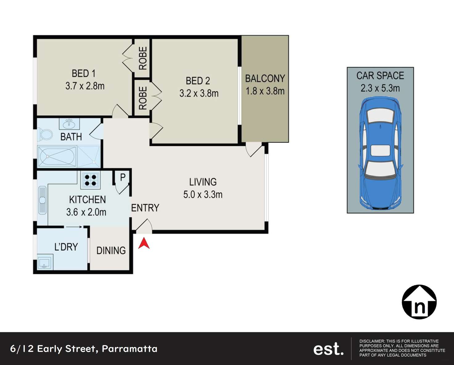 Floorplan of Homely unit listing, 6/12 Early Street, Parramatta NSW 2150