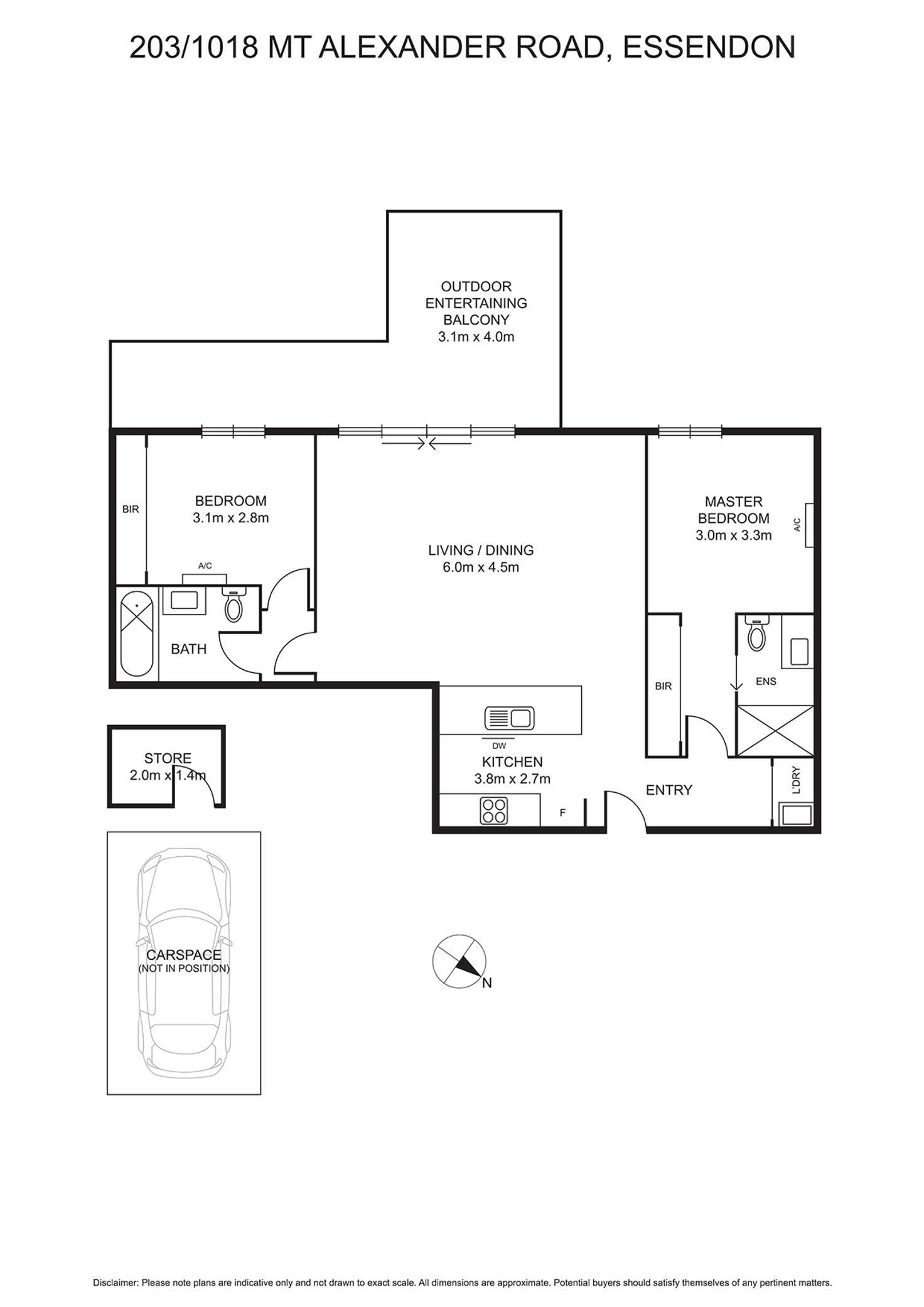 Floorplan of Homely apartment listing, 203/1020 Mt Alexander Road, Essendon VIC 3040