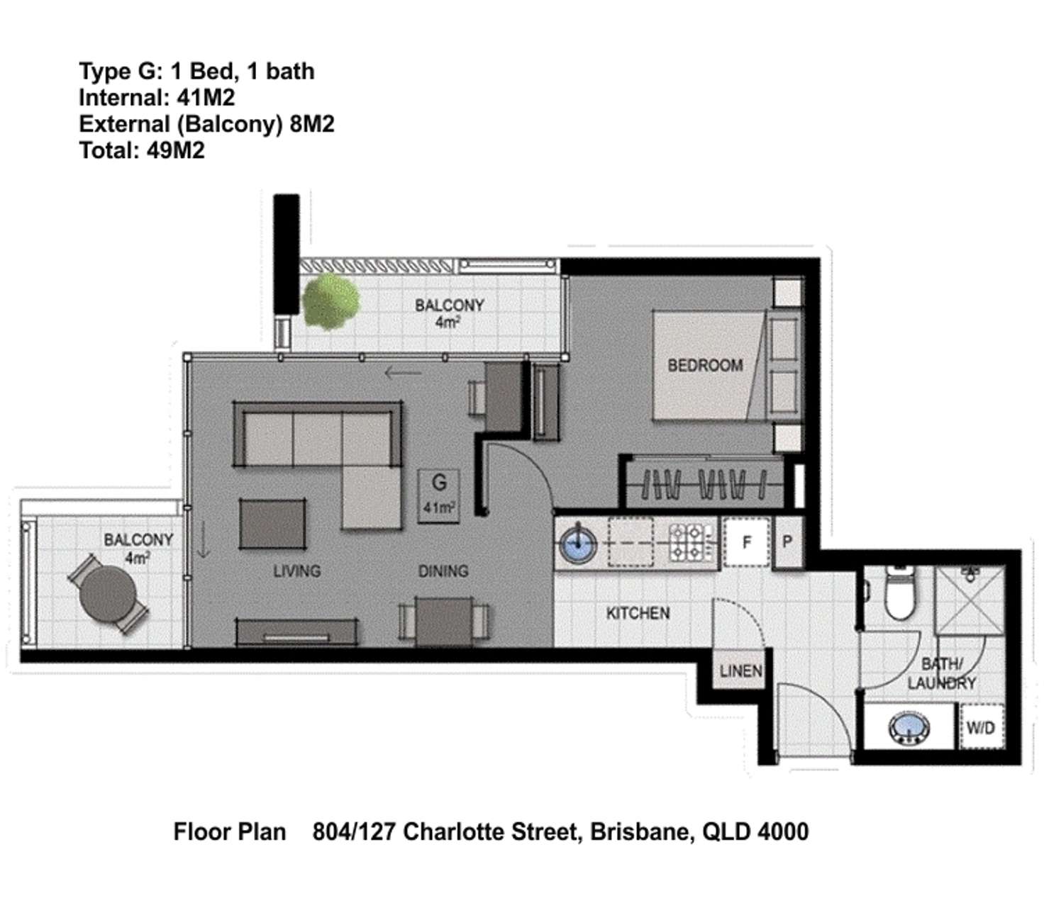 Floorplan of Homely apartment listing, 804/127 Charlotte Street, Brisbane City QLD 4000