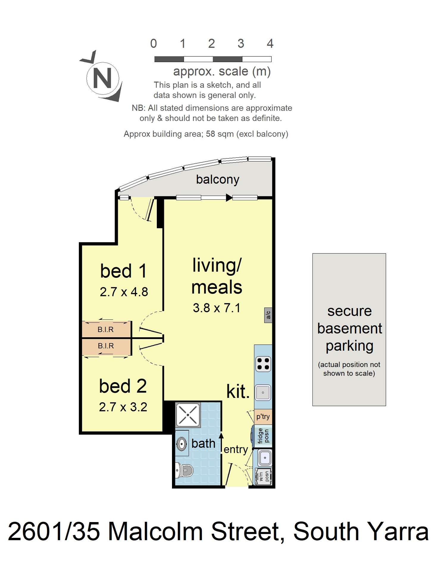 Floorplan of Homely apartment listing, 2601/35 Malcolm Street, South Yarra VIC 3141