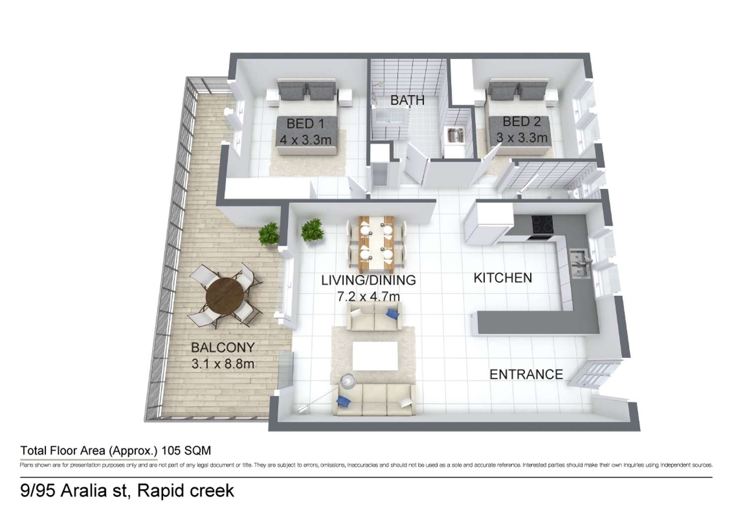 Floorplan of Homely unit listing, 9/95 Aralia Street, Rapid Creek NT 810