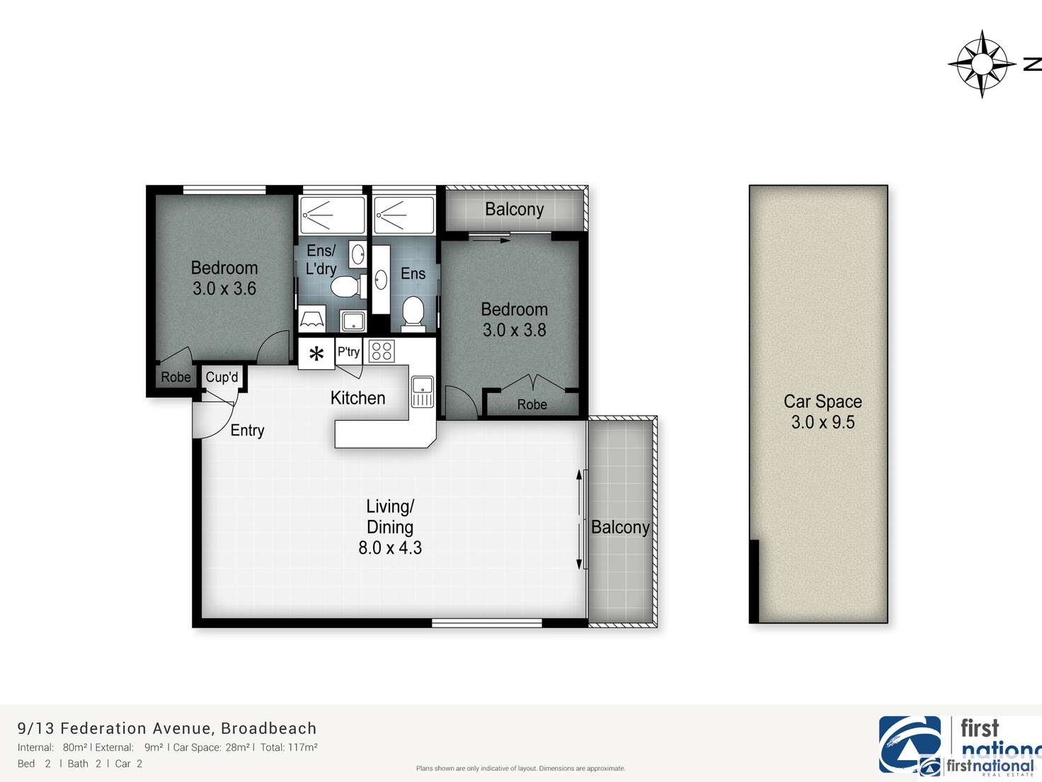 Floorplan of Homely unit listing, 9/13 Federation Avenue, Broadbeach QLD 4218