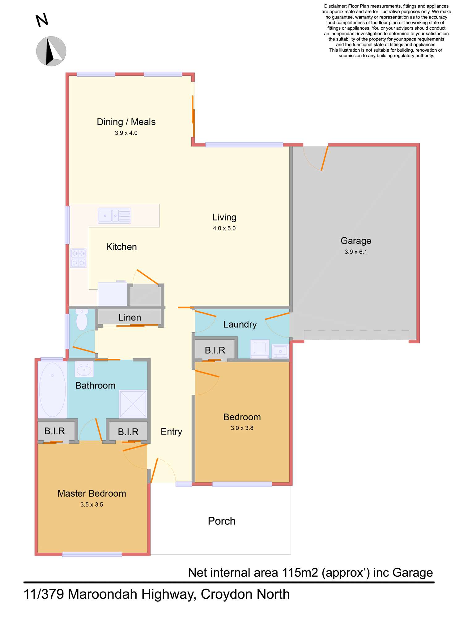 Floorplan of Homely townhouse listing, 11/379-381 Maroondah Highway, Croydon North VIC 3136