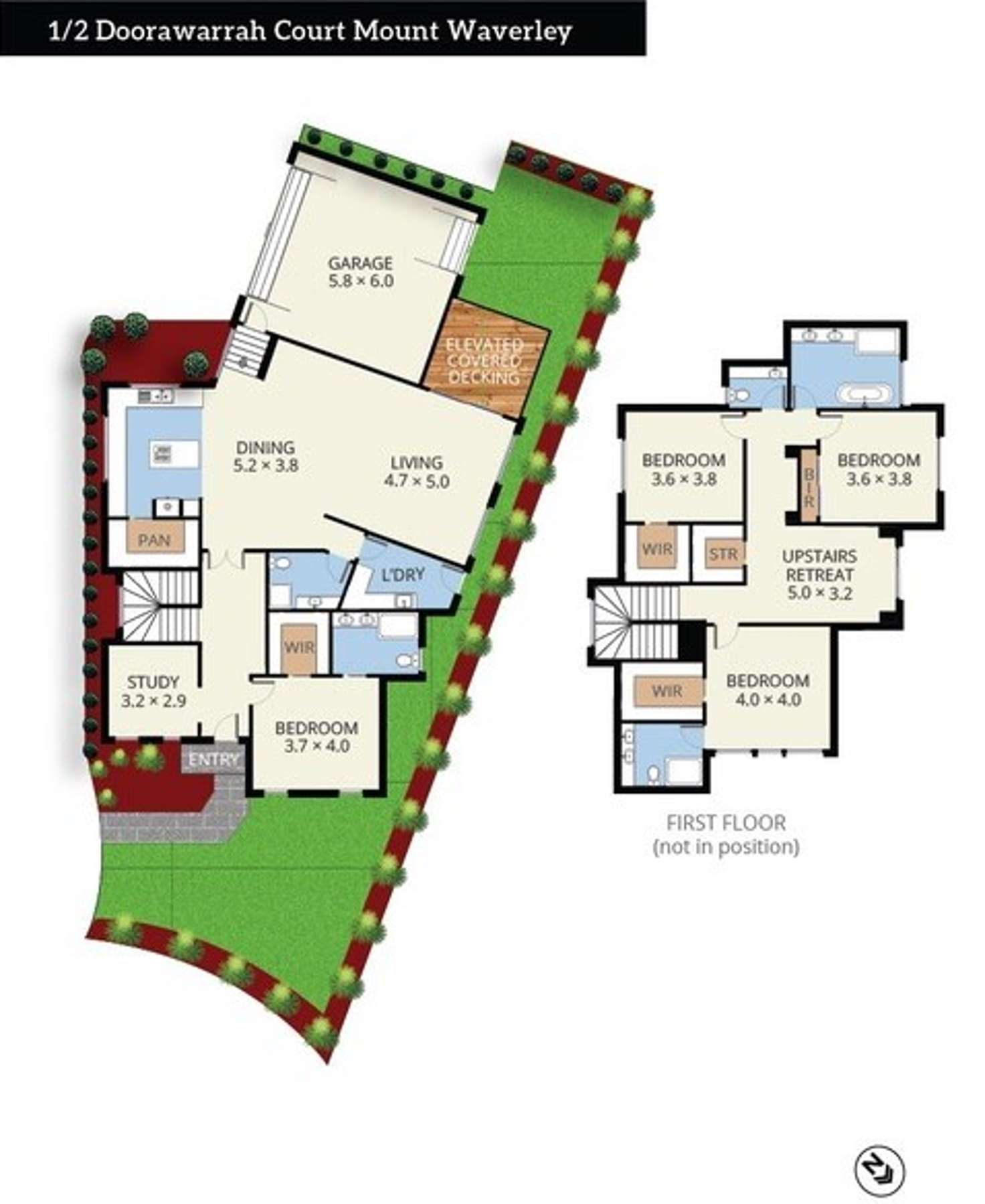 Floorplan of Homely townhouse listing, 1/2 Doorawarrah Court, Mount Waverley VIC 3149