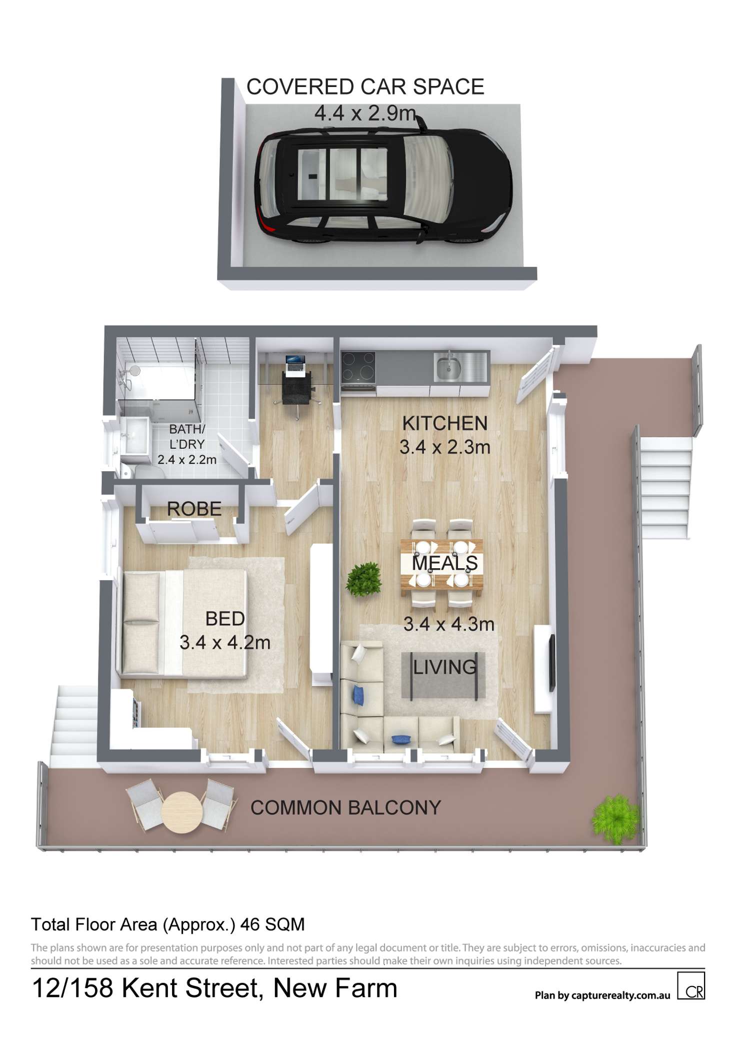 Floorplan of Homely unit listing, 12/158 KENT STREET, New Farm QLD 4005