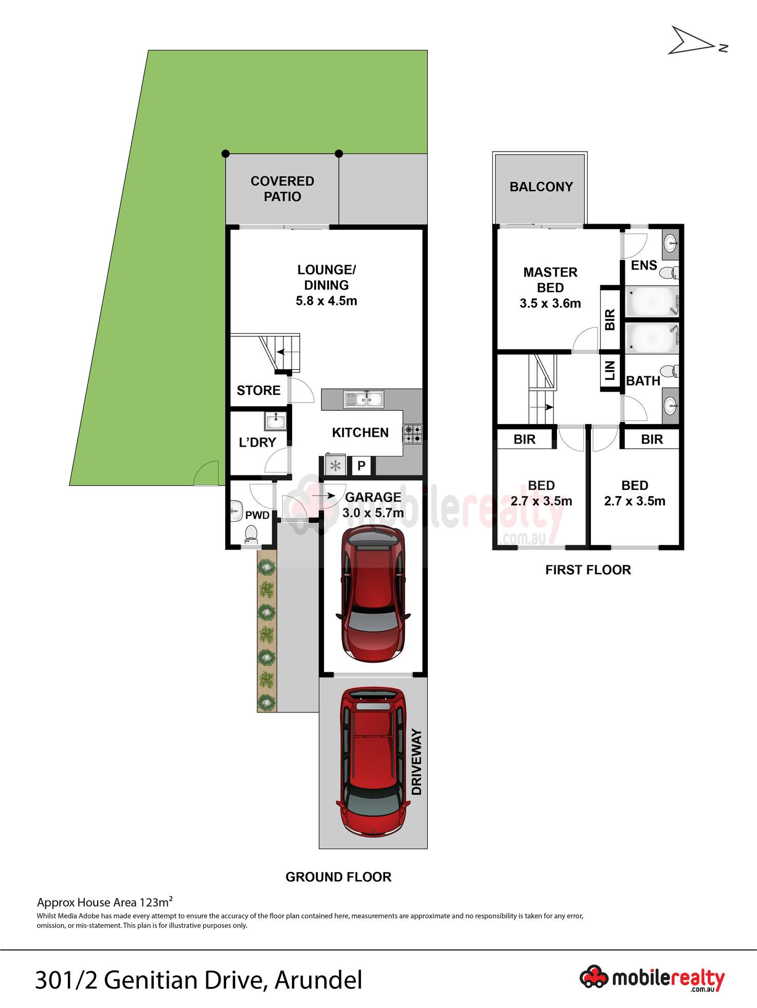 Floorplan of Homely townhouse listing, 301/2 Gentian Drive, Arundel QLD 4214