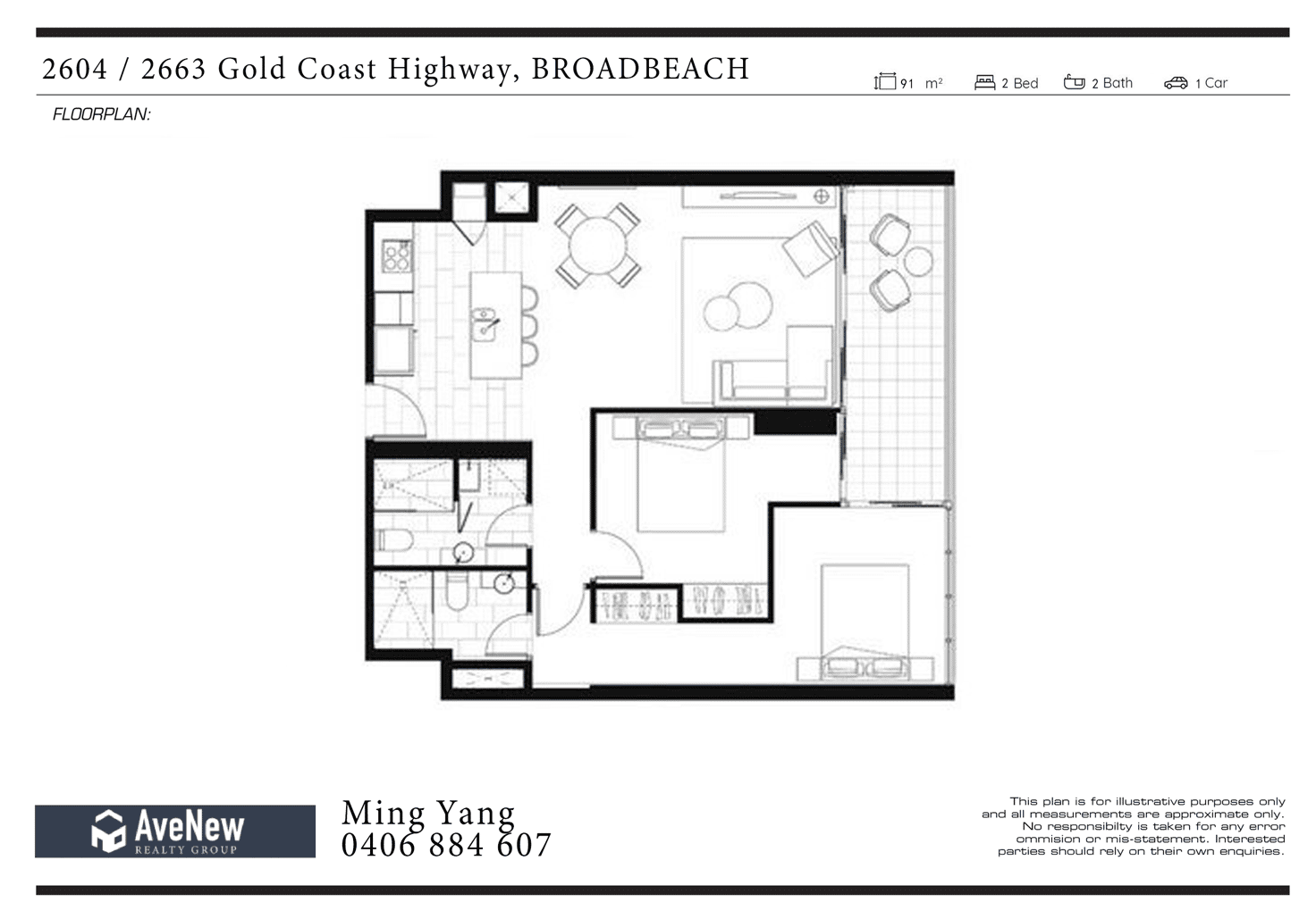Floorplan of Homely apartment listing, 2604/2663 GOLD COAST HIGHWAY, Broadbeach QLD 4218