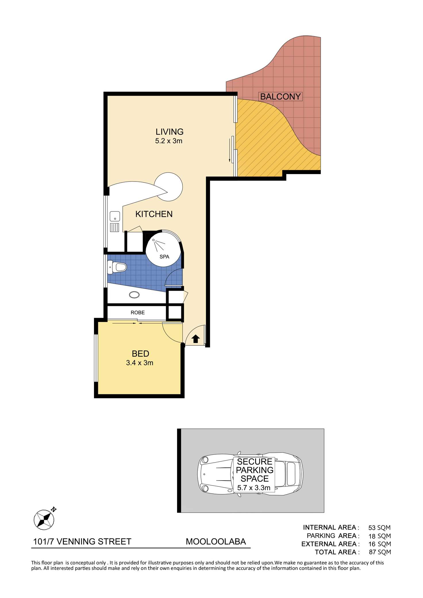 Floorplan of Homely unit listing, 101/7 Venning Street, Mooloolaba QLD 4557