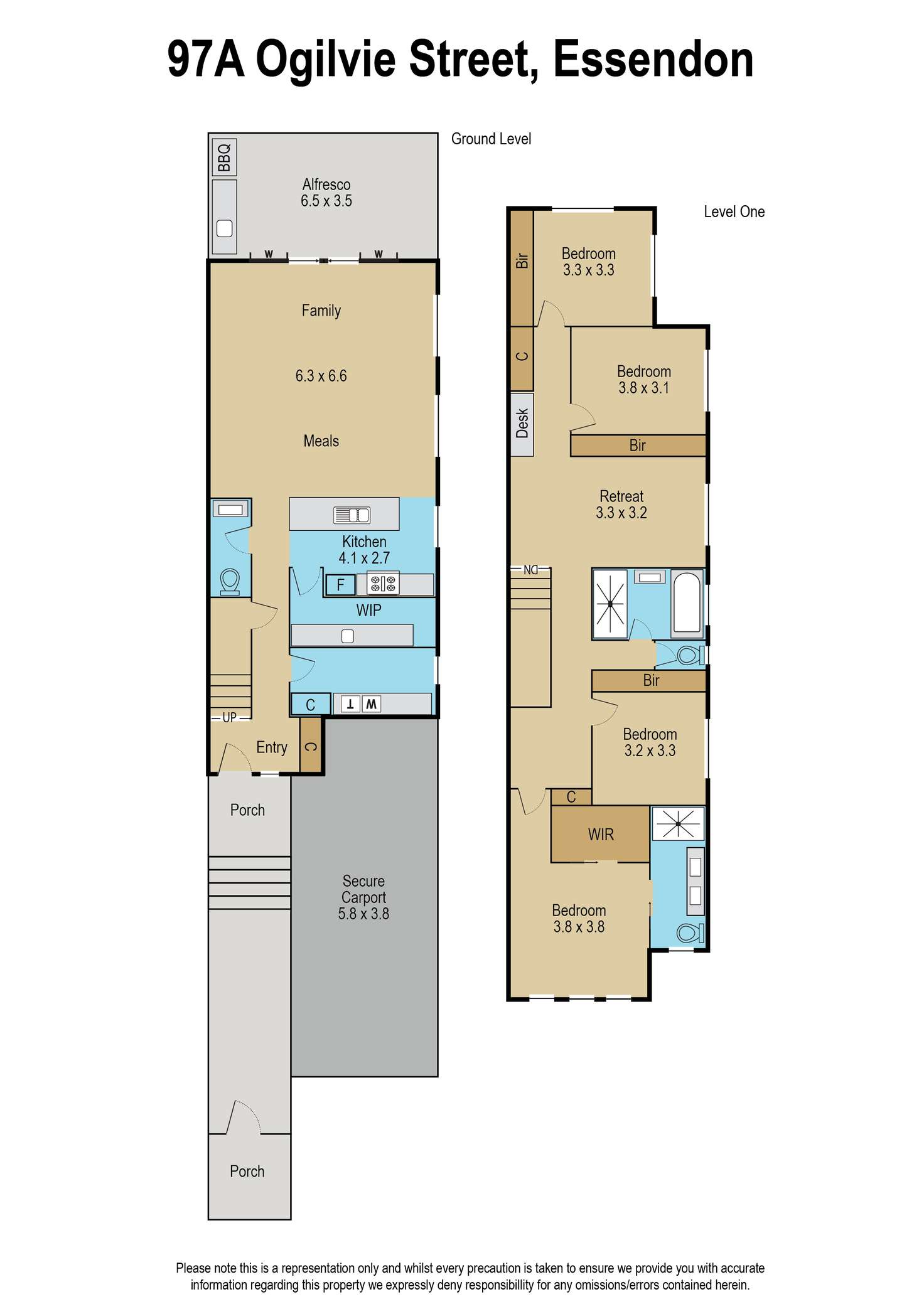 Floorplan of Homely townhouse listing, 97A Ogilvie Street, Essendon VIC 3040